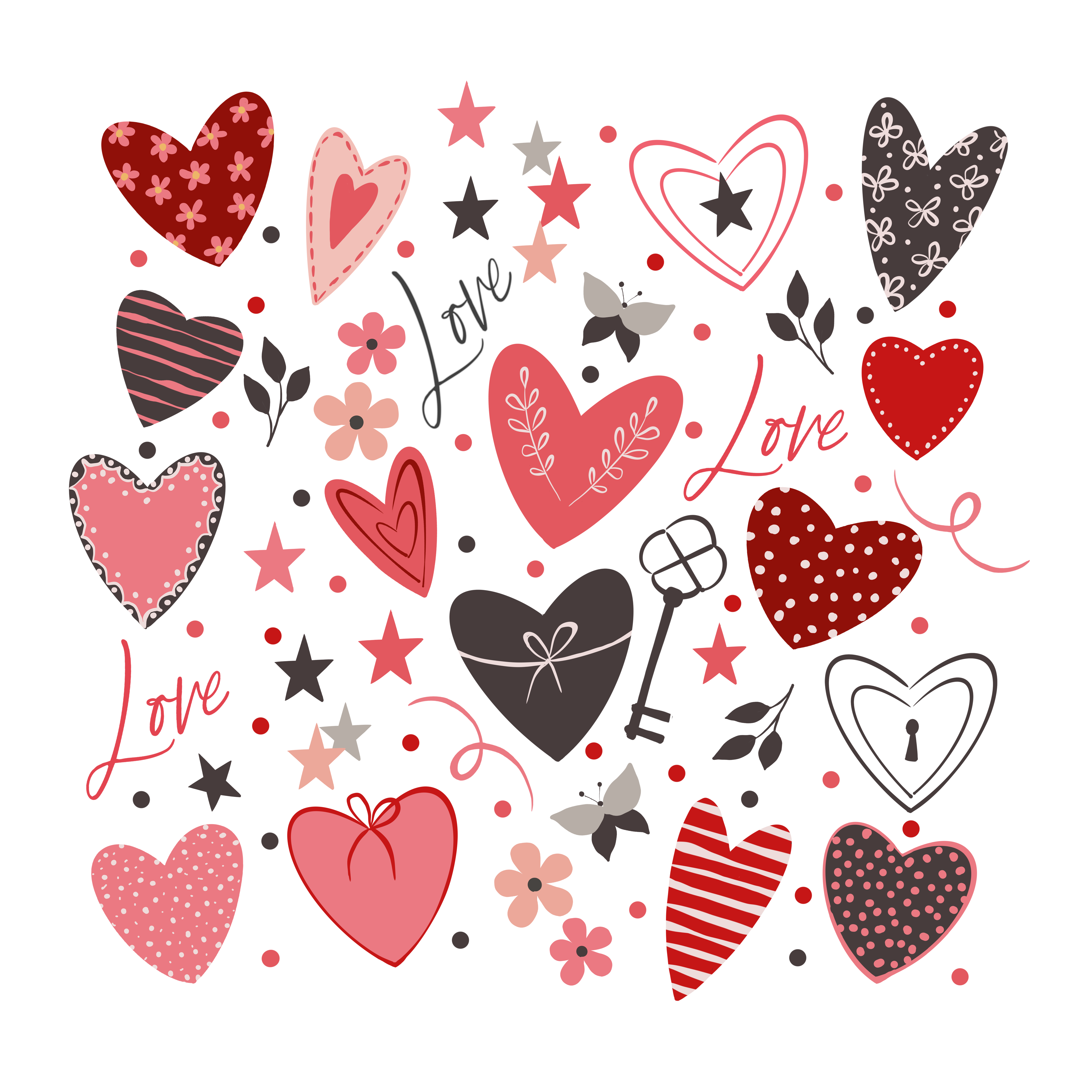 DTF Print-Valentines Hearts