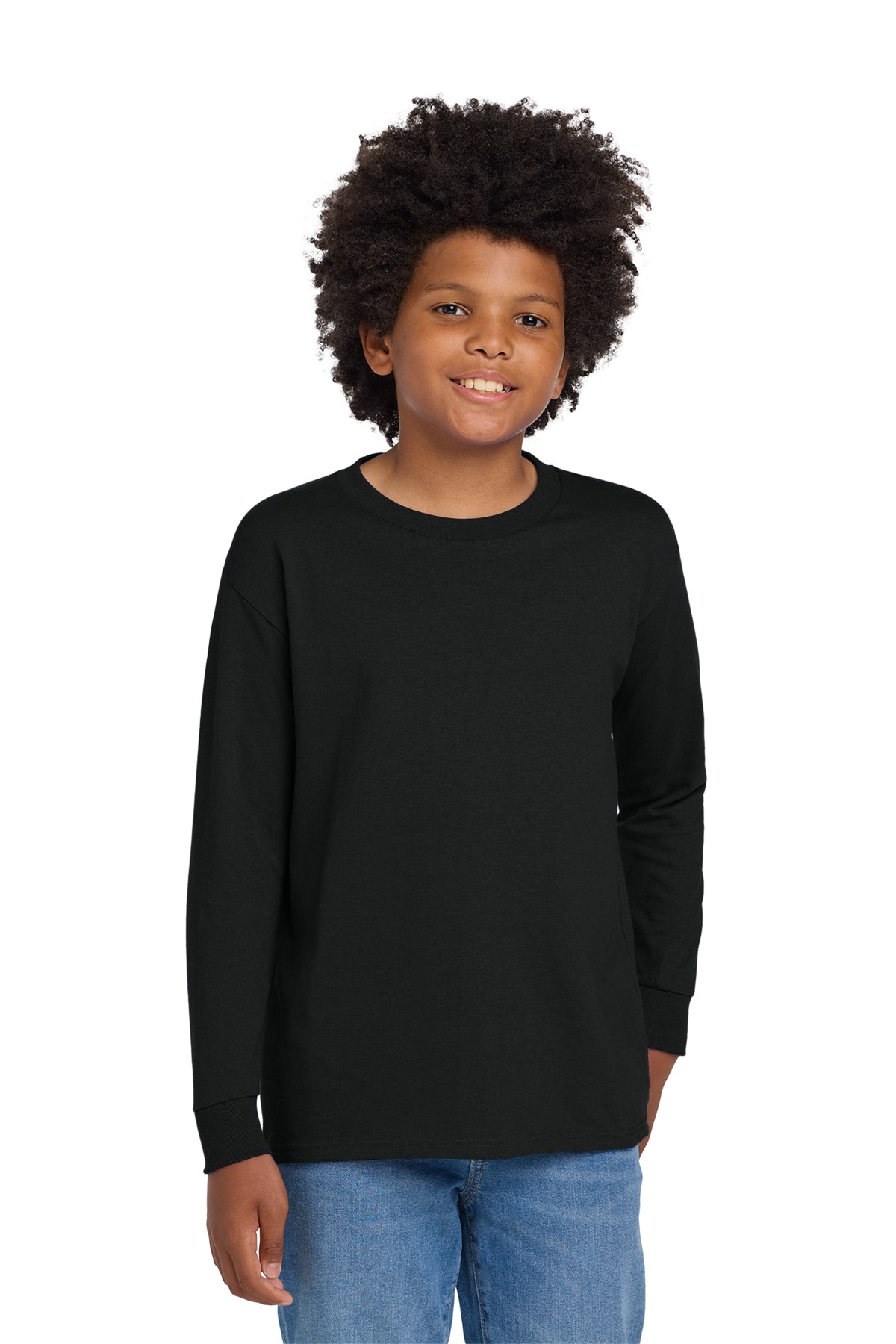 Youth Gildan Heavy Cotton Long Sleeve-Black