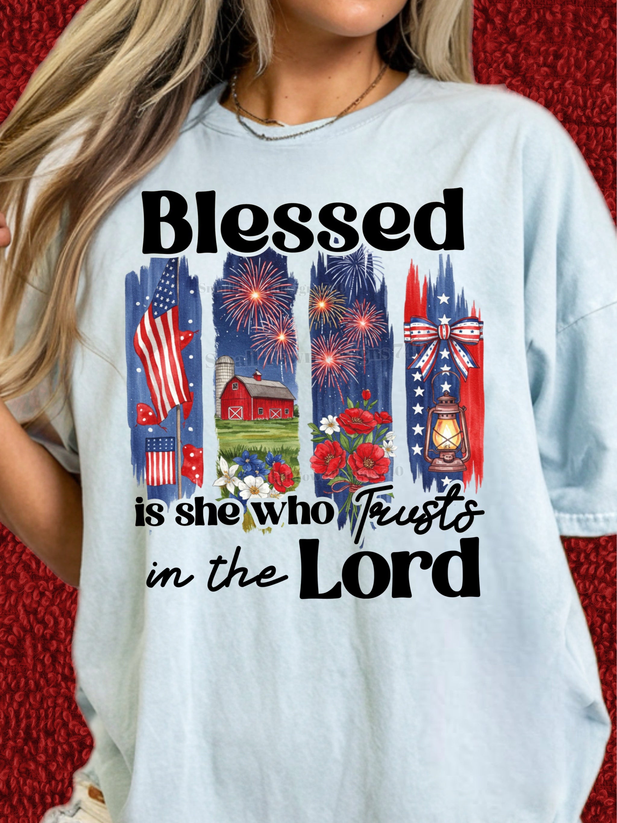 DTF Print Blessed is She Who Trusts in the Lord