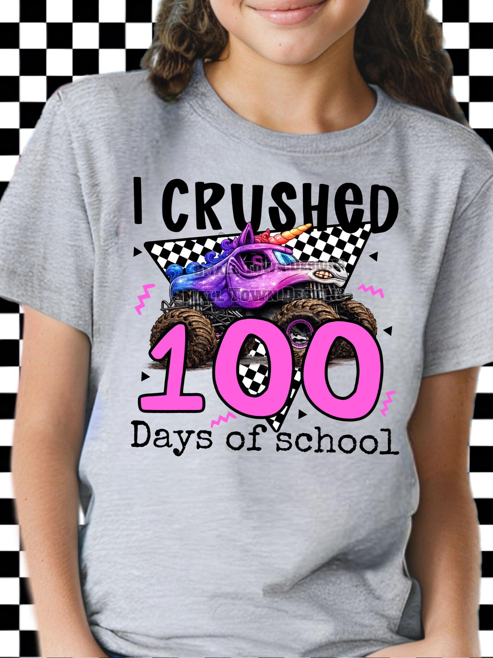 DTF Print Crushed 100 Days Pink