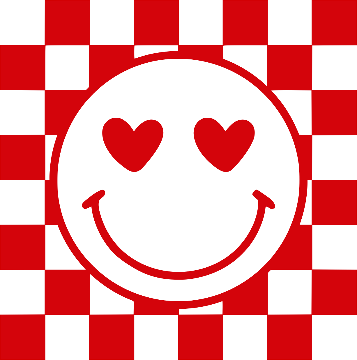 DTF Print-Red Checkered Smiley