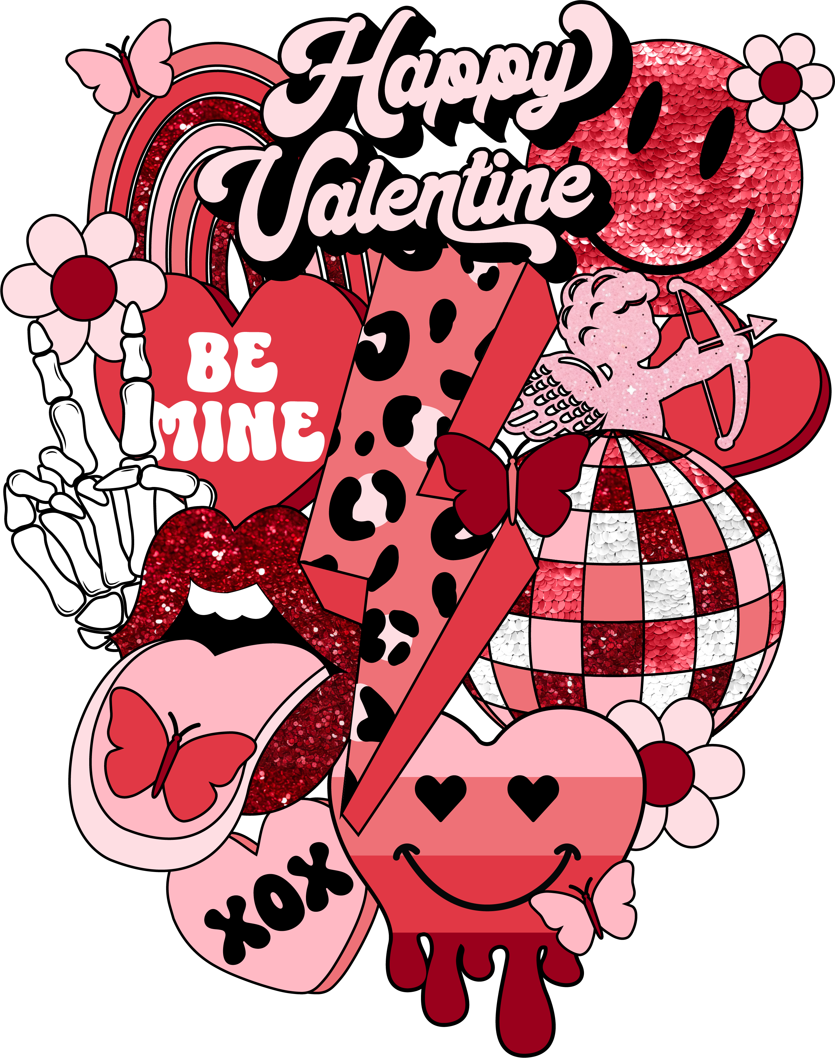 DTF Print-Happy Valentine Smiley