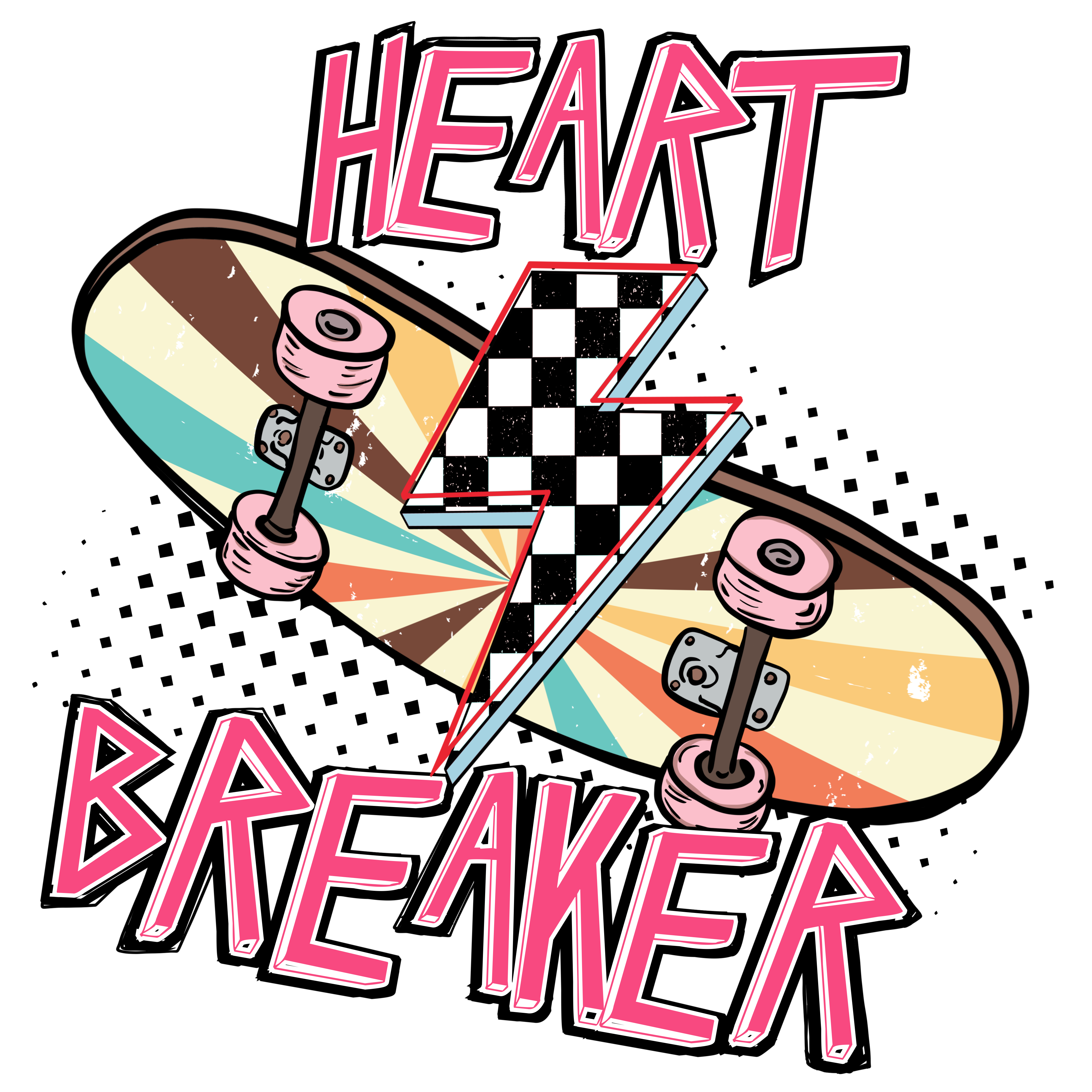 DTF Print-Heart Breaker Skateboard