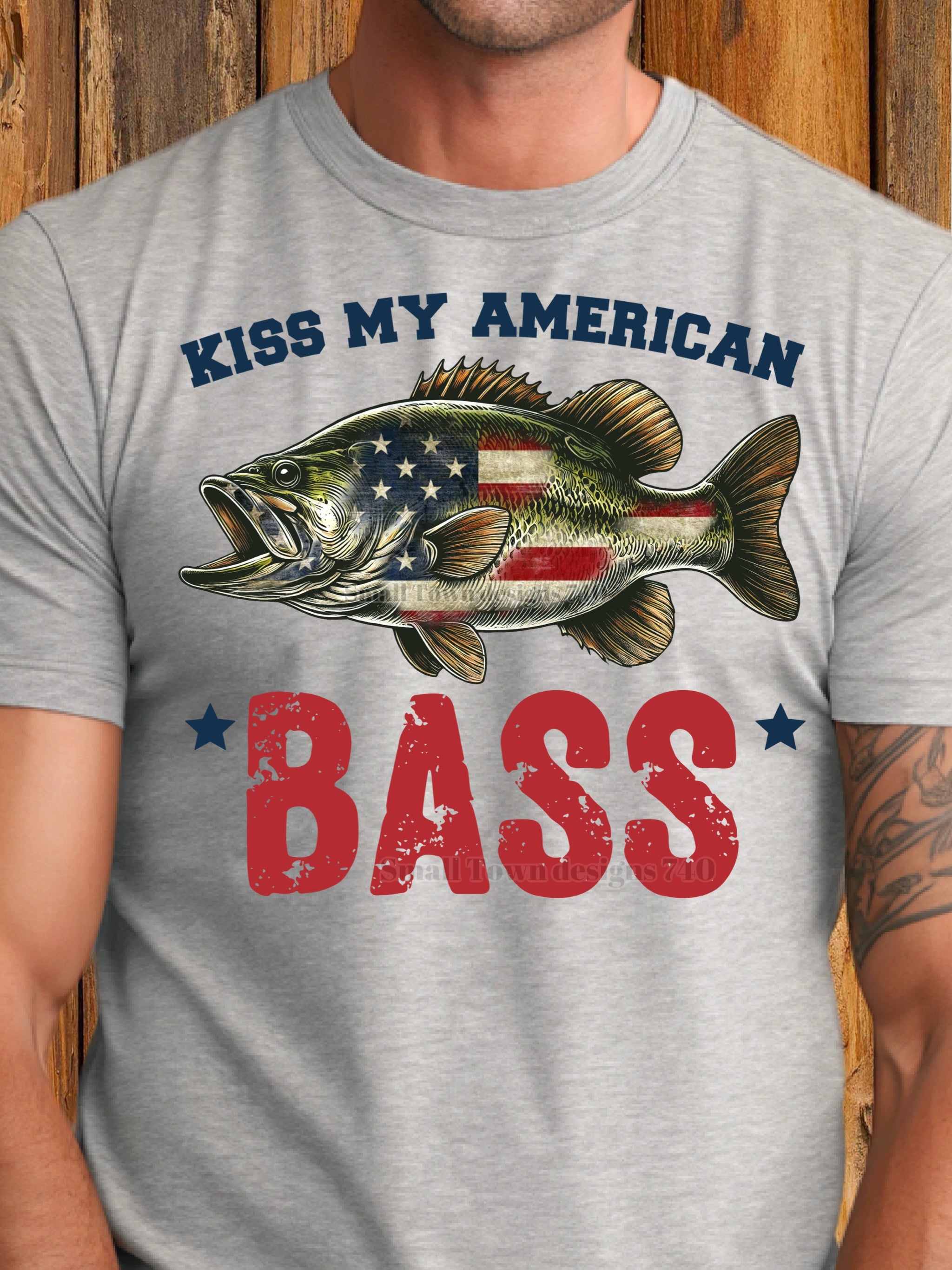 DTF Print Kiss My American Bass