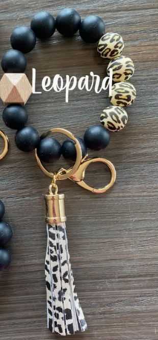 Silicone Beaded Wristlet-Leopard - The Vinyl Haus