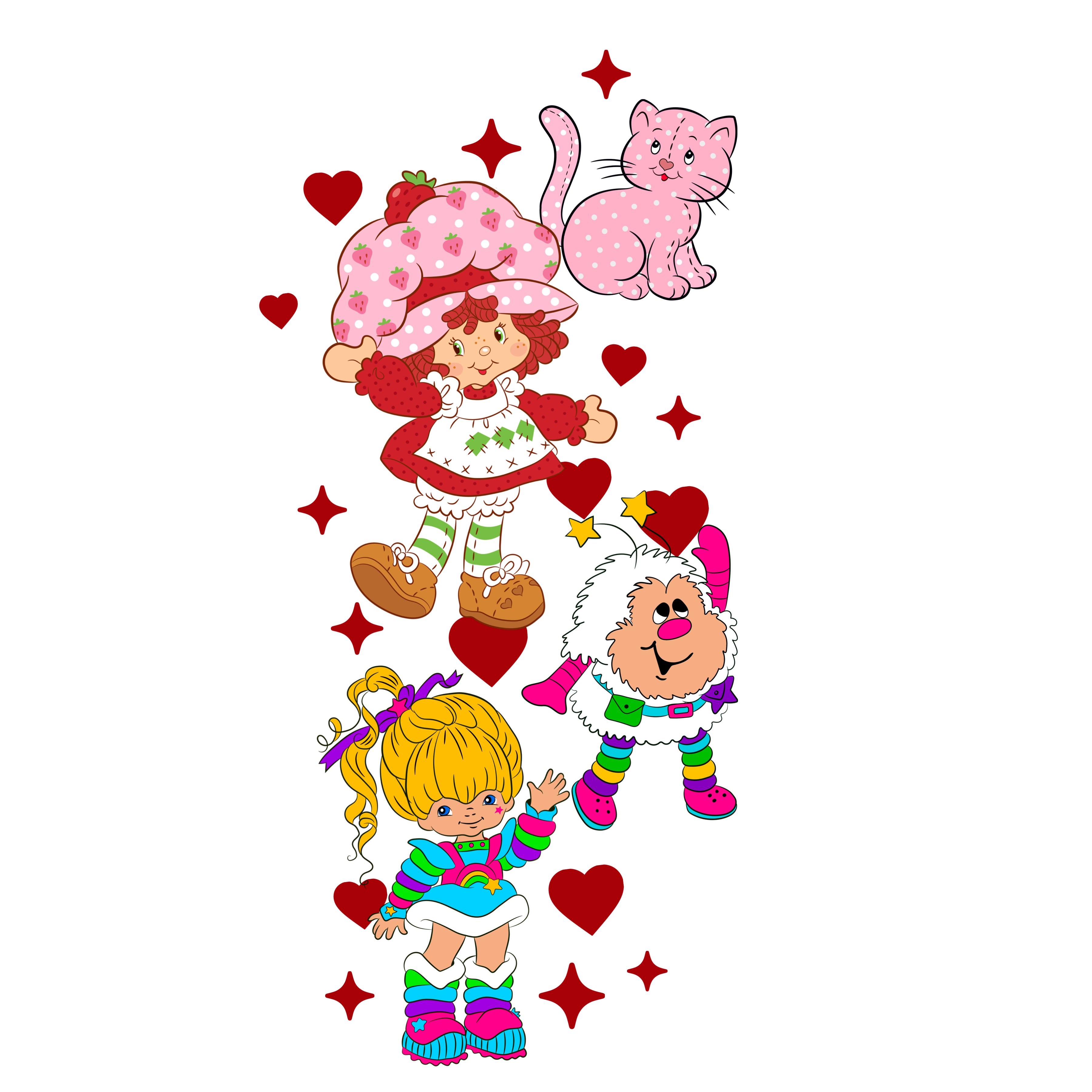 DTF Print-Vintage Valentine Strawberry girl with sleeve design