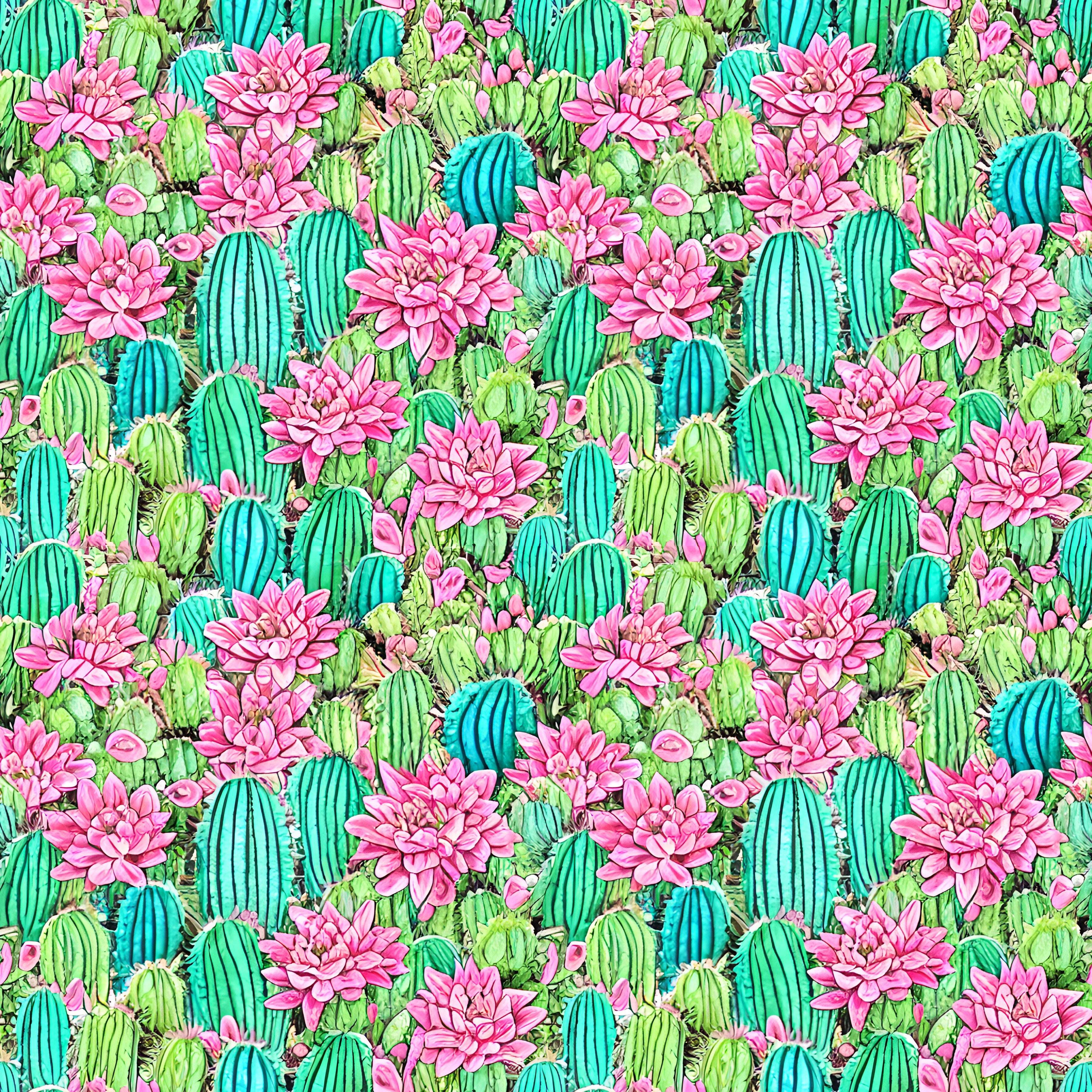 Floral Cactus Watercolor Pattern Vinyl 12" x 12" - The Vinyl Haus