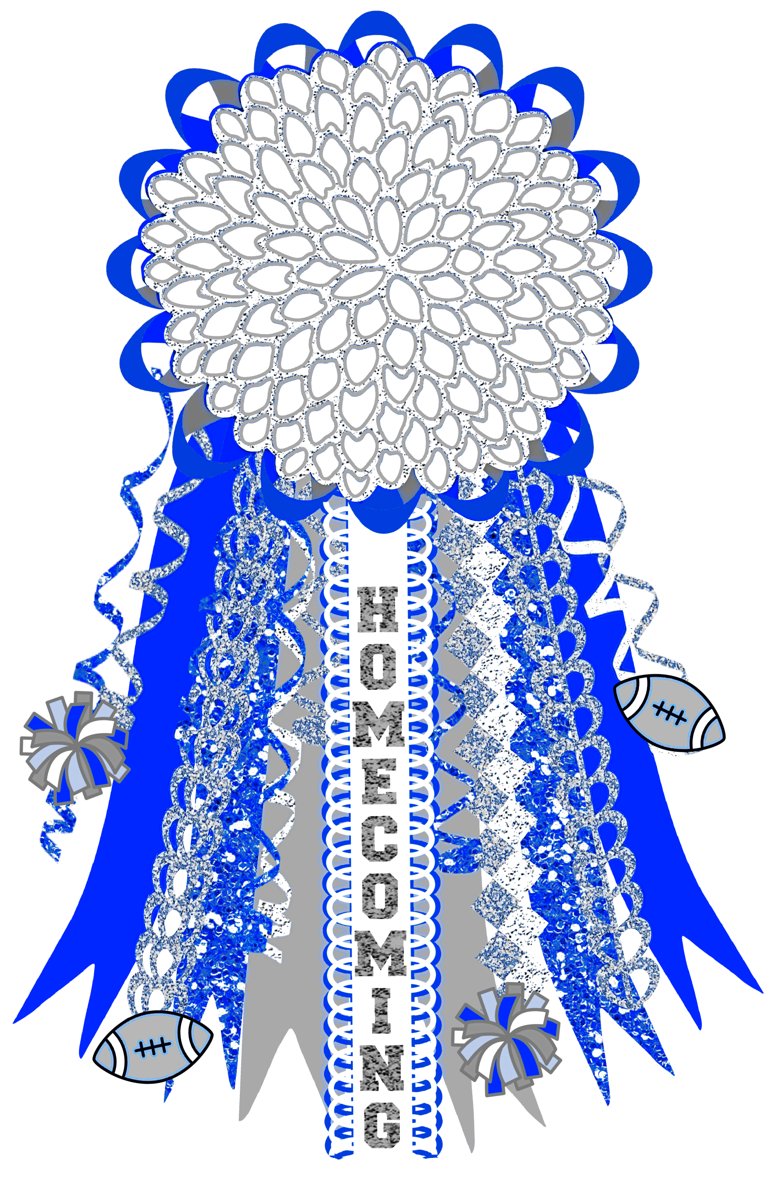 Royal Blue and White Homecoming Mum