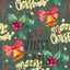 Merry Christmas, Bells, Holly Dark Green Background Pattern Vinyl 12" x 12" - The Vinyl Haus