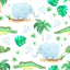 Watercolor Turtles and Alligators and Elephants Pattern Vinyl 12" x 12" - The Vinyl Haus