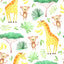 Watercolor Giraffes and Monkeys Pattern Vinyl 12" x 12" - The Vinyl Haus