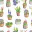 Wildflowers In Planters Pattern Vinyl 12" x 12" - The Vinyl Haus