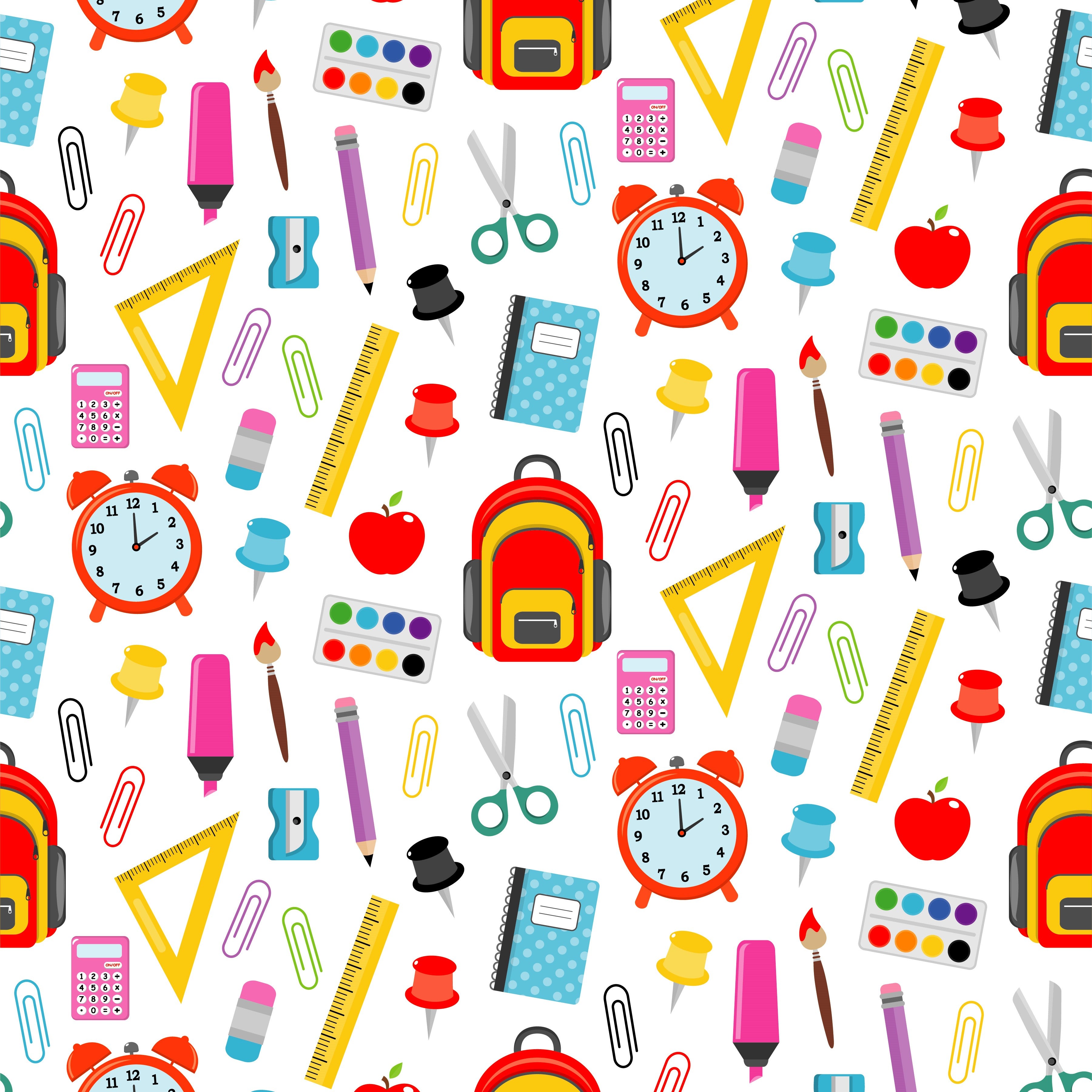 School Supplies Patterned Vinyl 12" x 12" - The Vinyl Haus