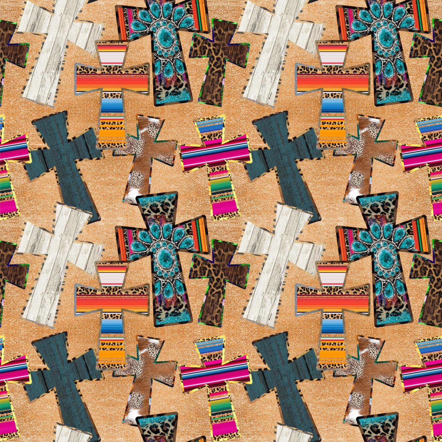 Western Serape Crosses Patterned Vinyl 12" x 12" - The Vinyl Haus