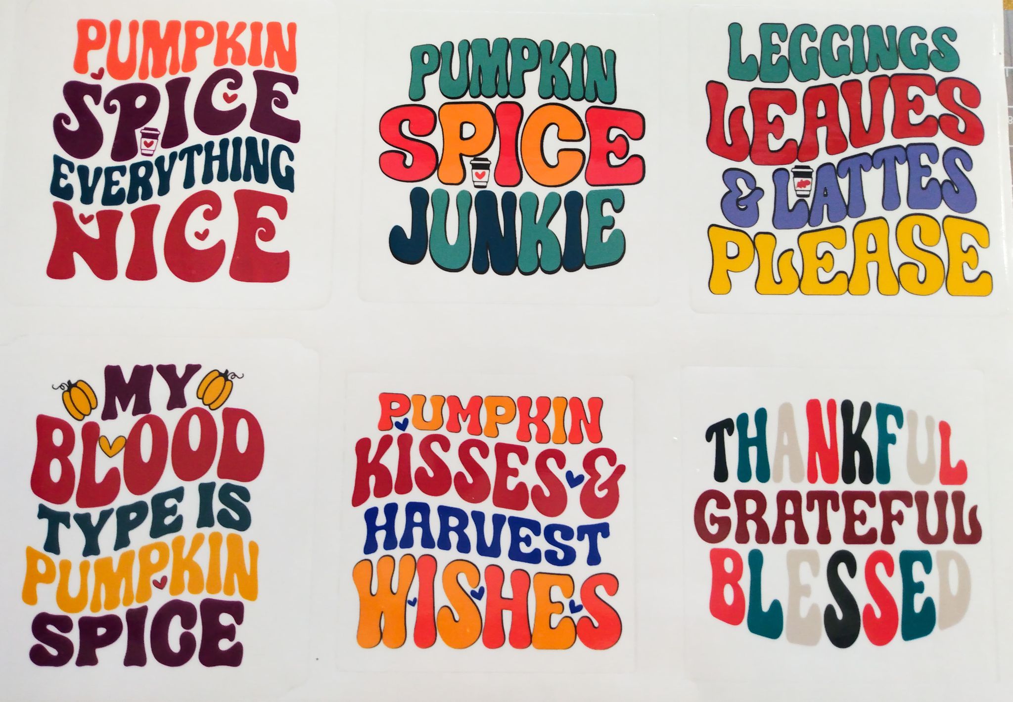 Transparent Adhesive Decals - Fall Sayings 1 - 12" x 8.5" - The Vinyl Haus