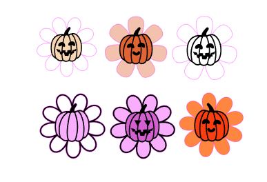 Adhesive Decals - Pumpkin Daisies - The Vinyl Haus