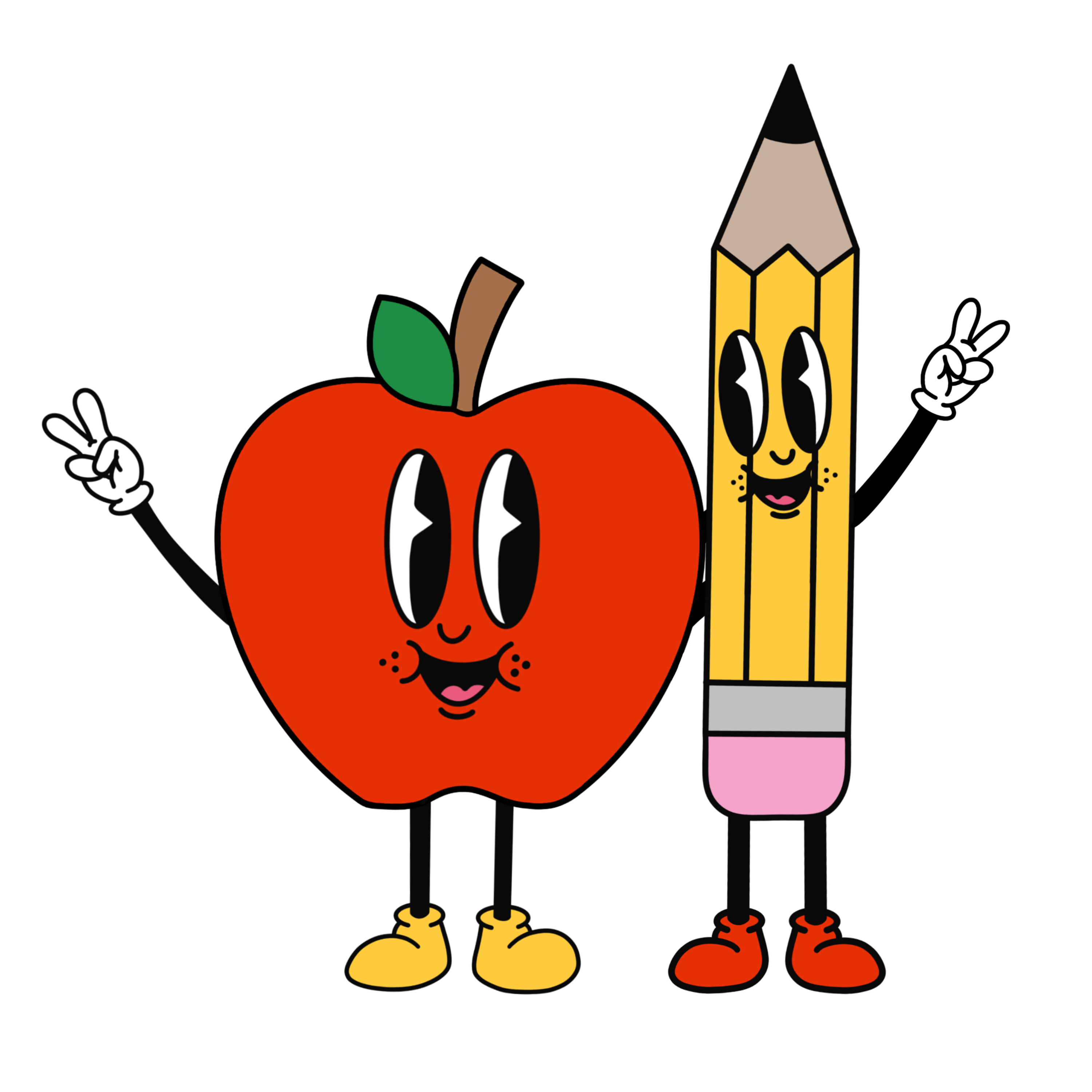 HTV Prints - Apple and Pencil Cartoons - The Vinyl Haus