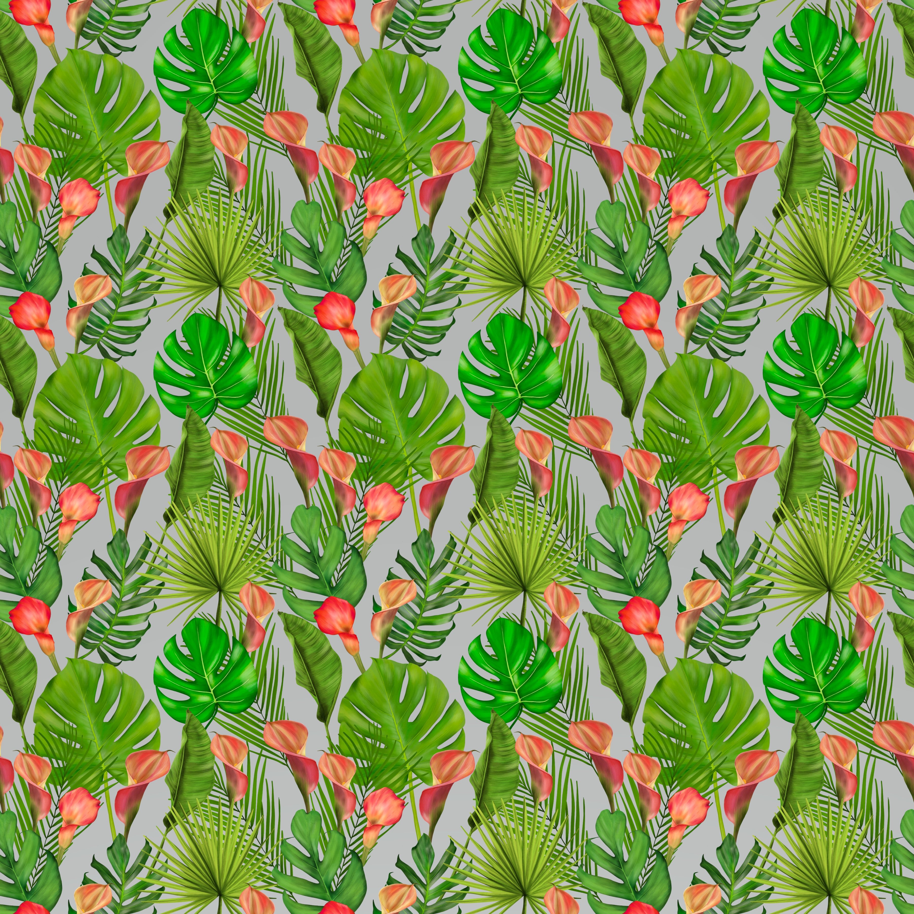 Tropical Flowers and Palms Small Pattern Vinyl 12" x 12" - The Vinyl Haus