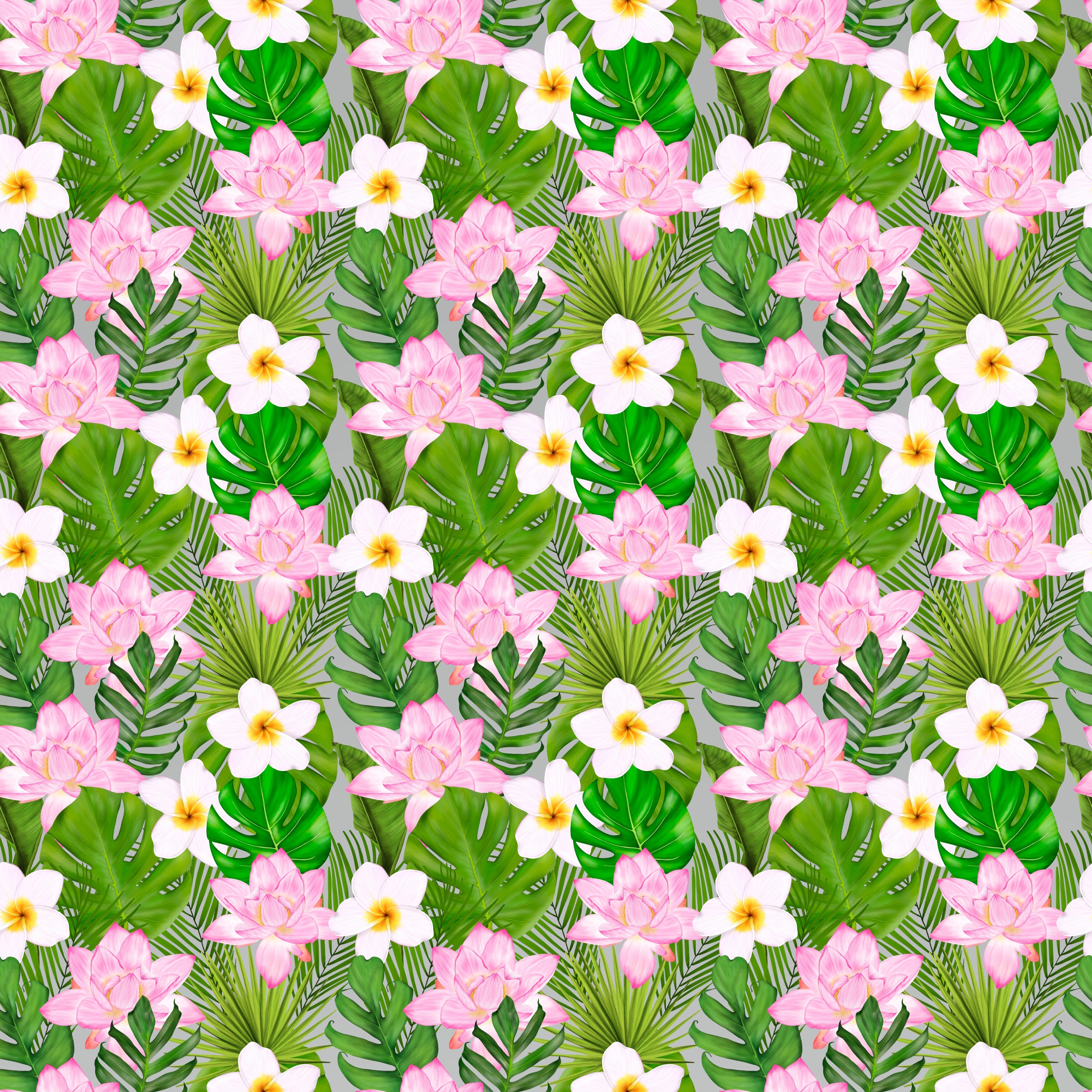Tropical Flowers and Palms Small Pattern Vinyl 12" x 12" - The Vinyl Haus
