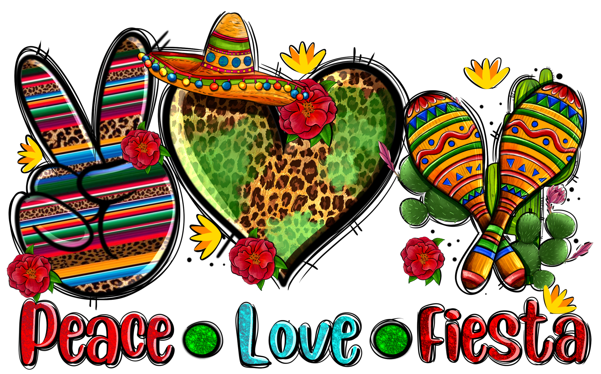HTV Prints - Peace Love Fiesta - The Vinyl Haus