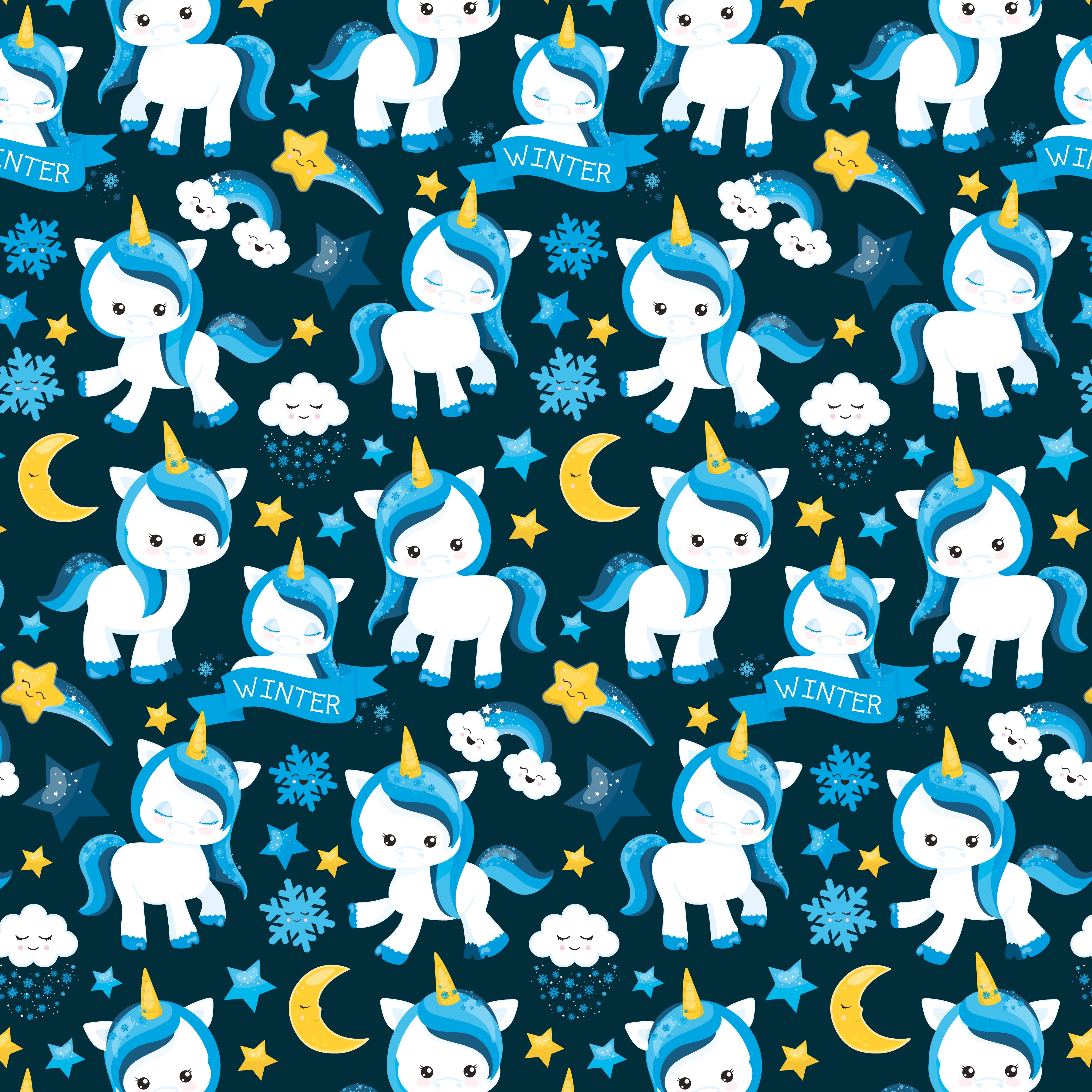 Winter Unicorn and Clouds Pattern Vinyl 12" x 12" - The Vinyl Haus