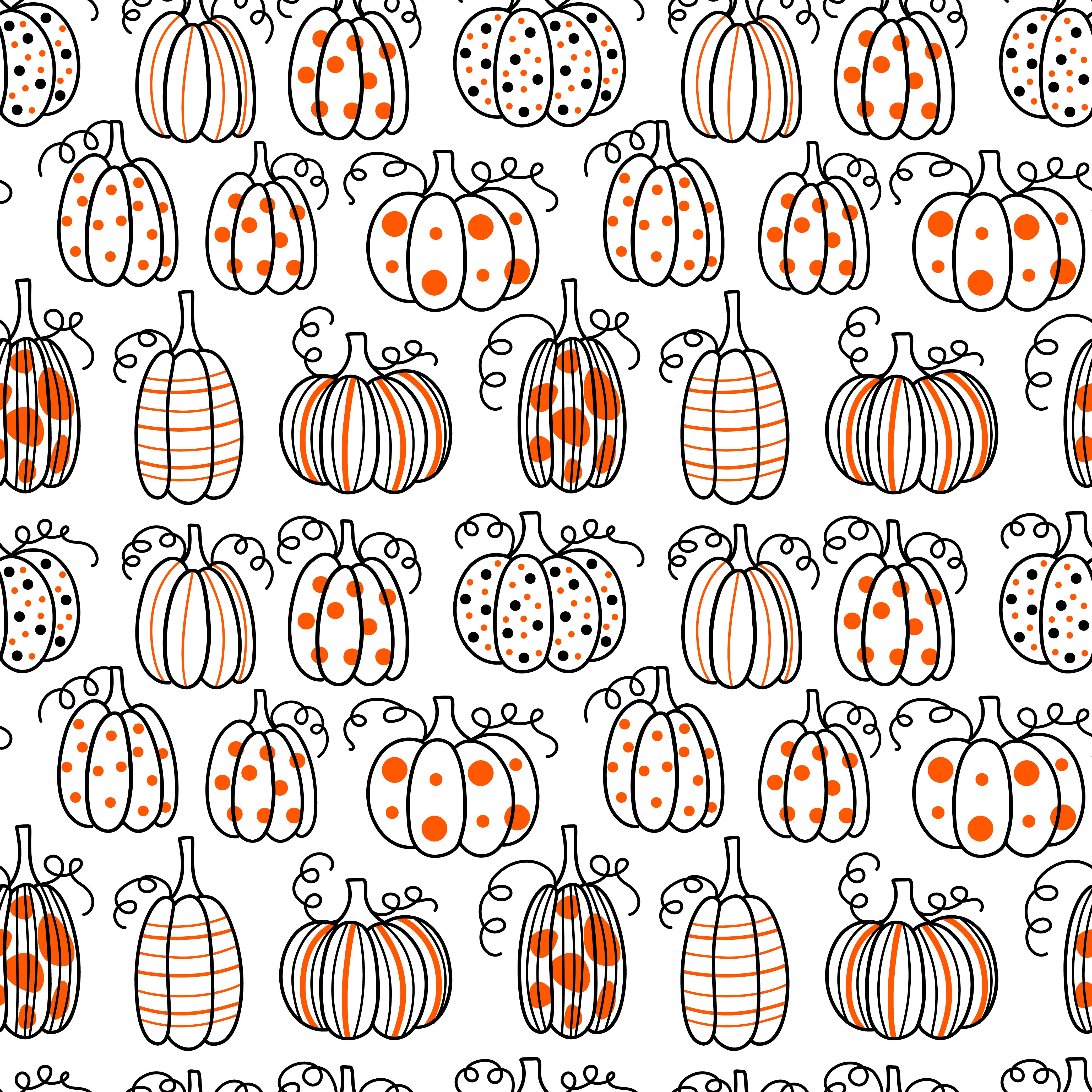 Doodle Pumpkins Patterned Vinyl 12" x 12" - The Vinyl Haus