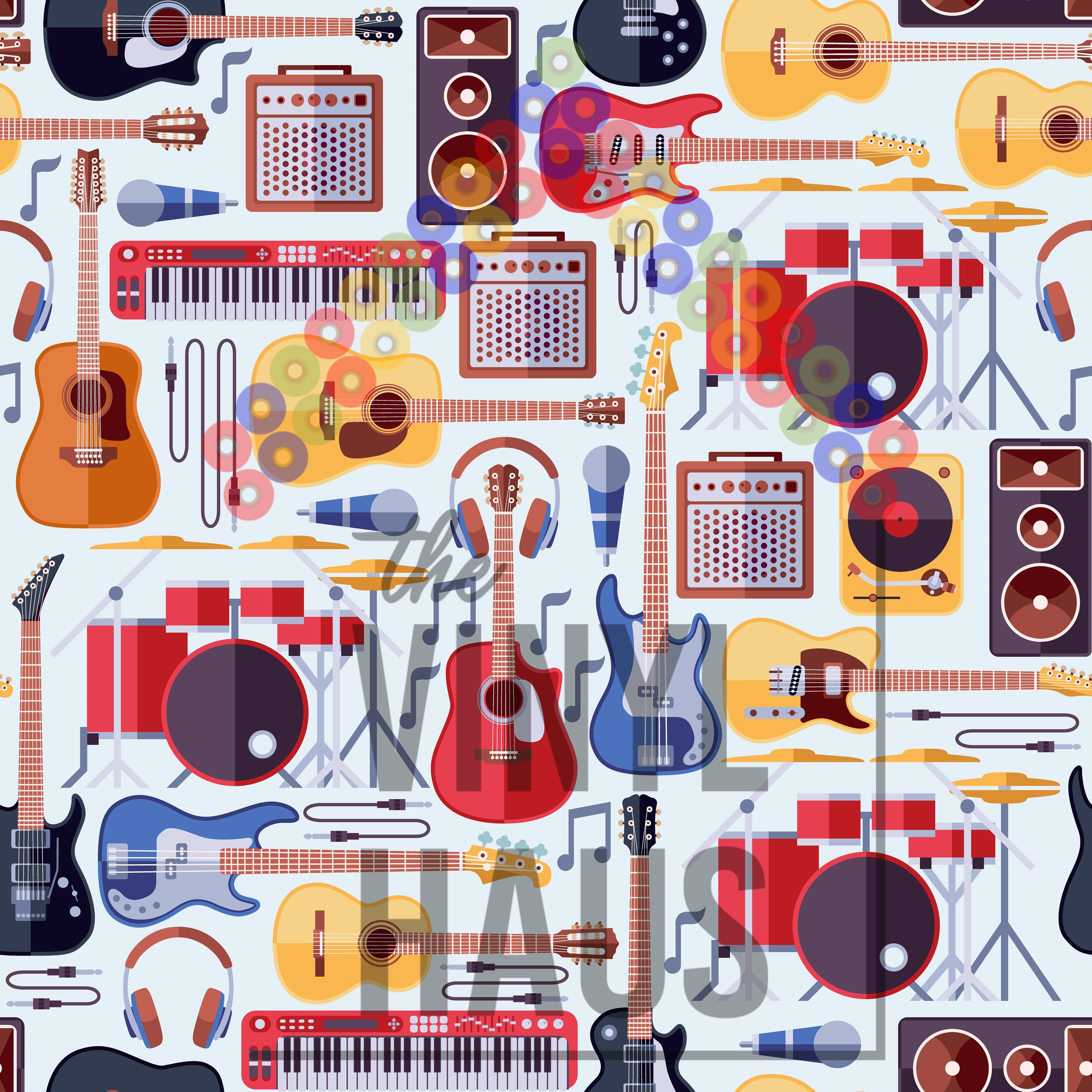 Music/Band Instruments Pattern Vinyl 12" x 12" - The Vinyl Haus