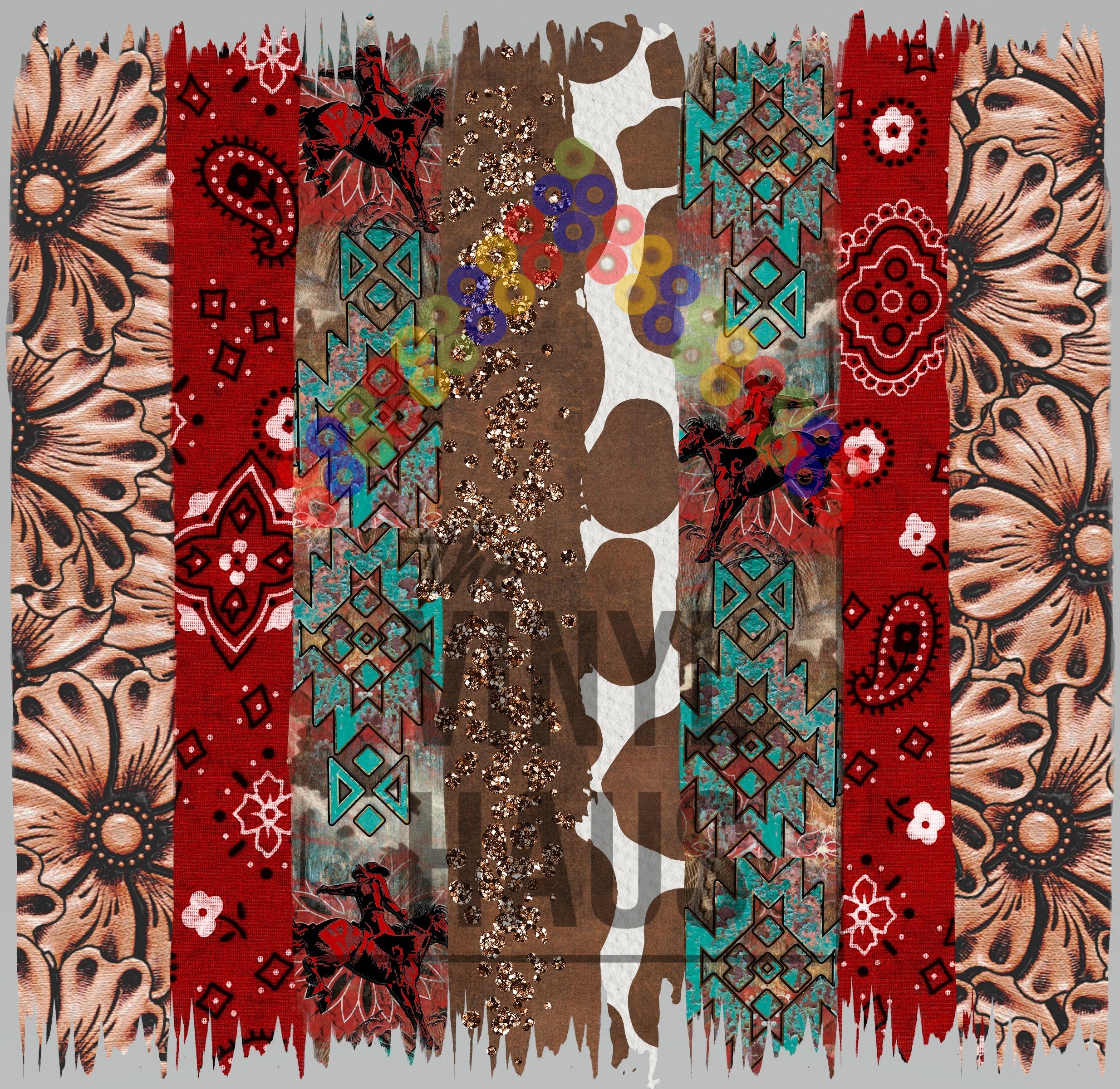 Western Turquoise Brushstrokes Pattern Vinyl 12" x 11.5" - The Vinyl Haus