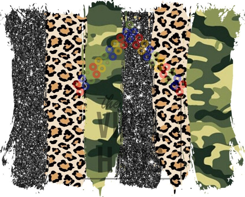 Camo, Cheetah, Glitter Brushstrokes Pattern Vinyl 12" x 9" - The Vinyl Haus