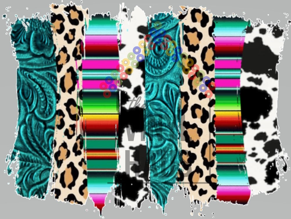 Tooled Leather, Turquoise, Serape, Cheetah Brushstrokes Pattern Vinyl 12" x 9" - The Vinyl Haus
