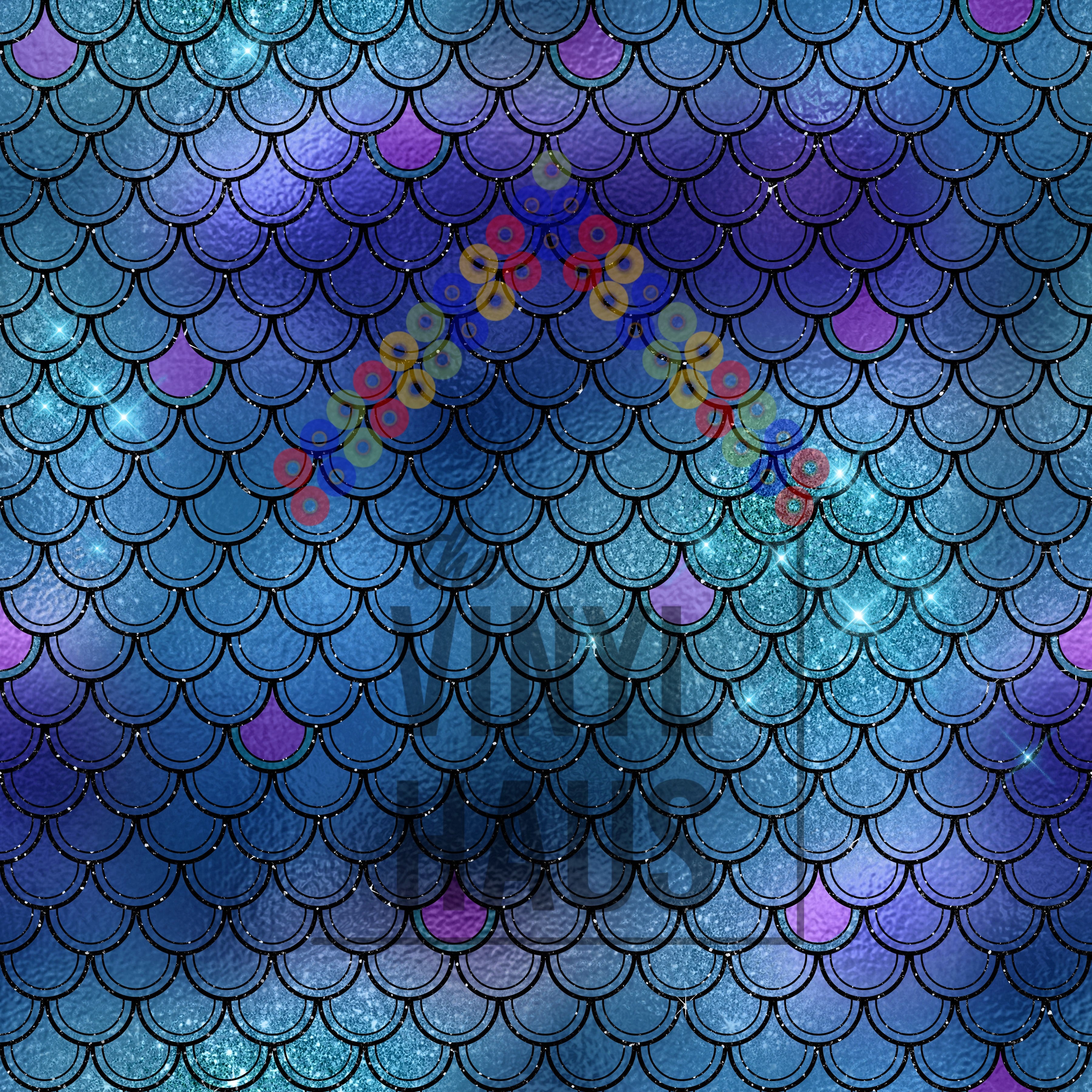 Blue Mermaid Scales Pattern Vinyl 12" x 12" - The Vinyl Haus