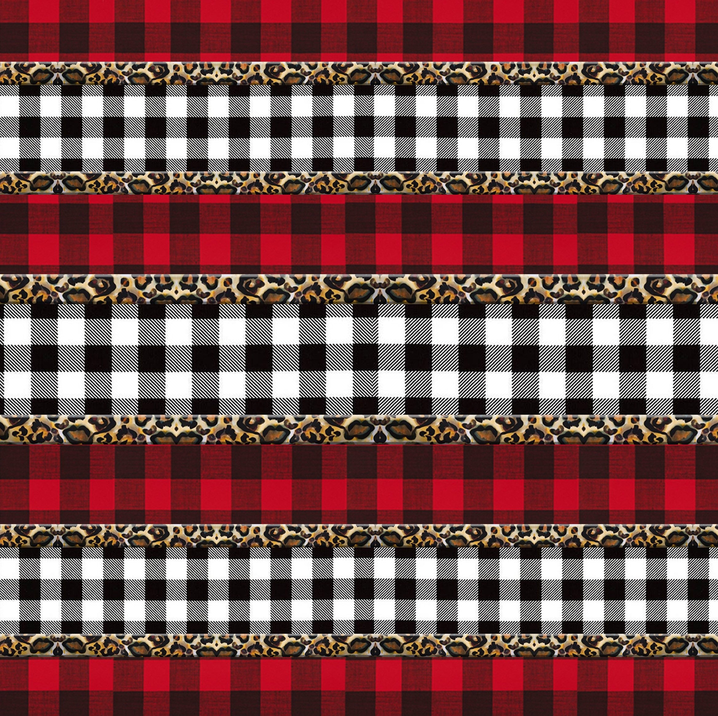 Christmas Plaid with Cheetah Pattern Vinyl 12" x 12" - The Vinyl Haus