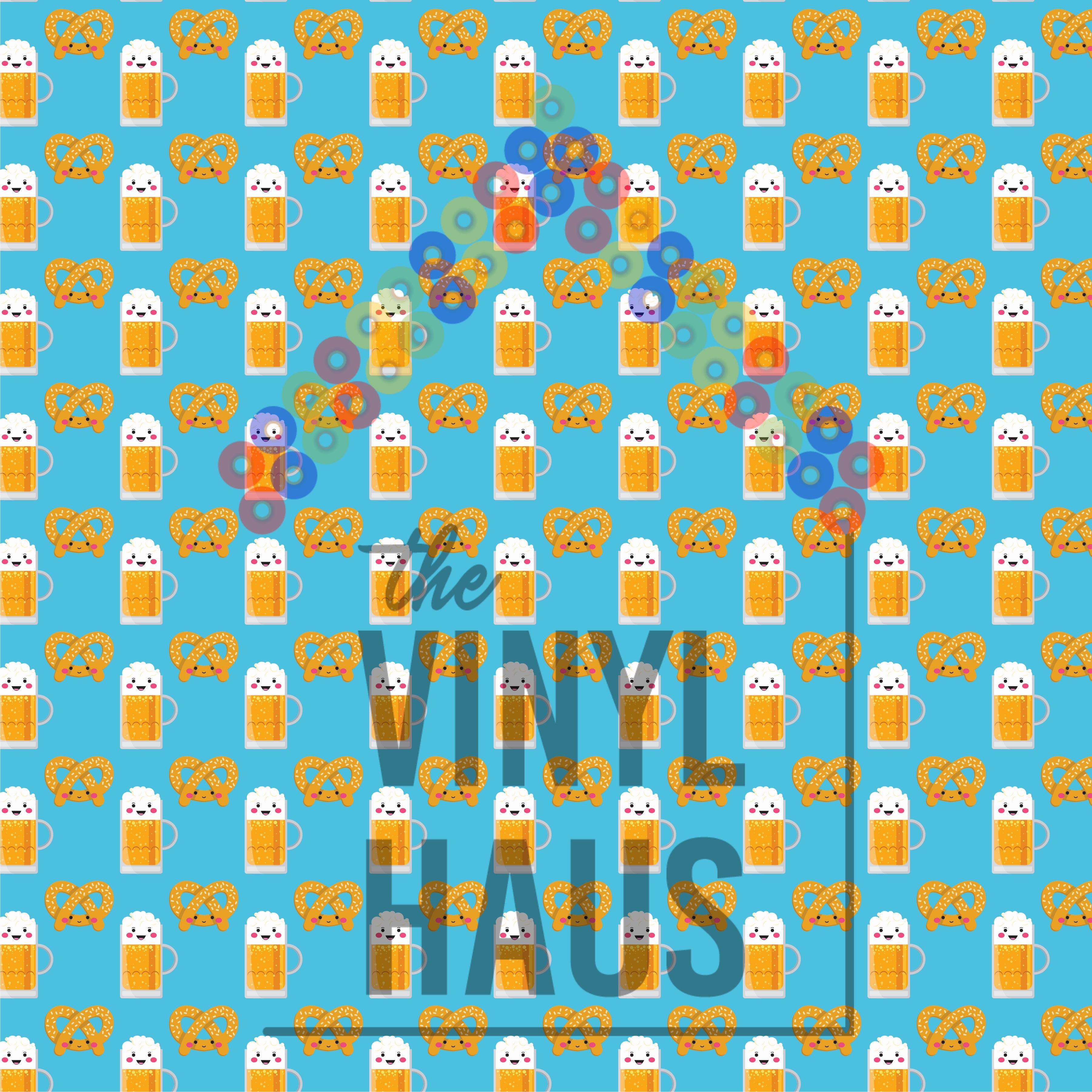 Oktoberfest/Wurstfest Beer and Pretzels Pattern Vinyl 12" x 12" - The Vinyl Haus