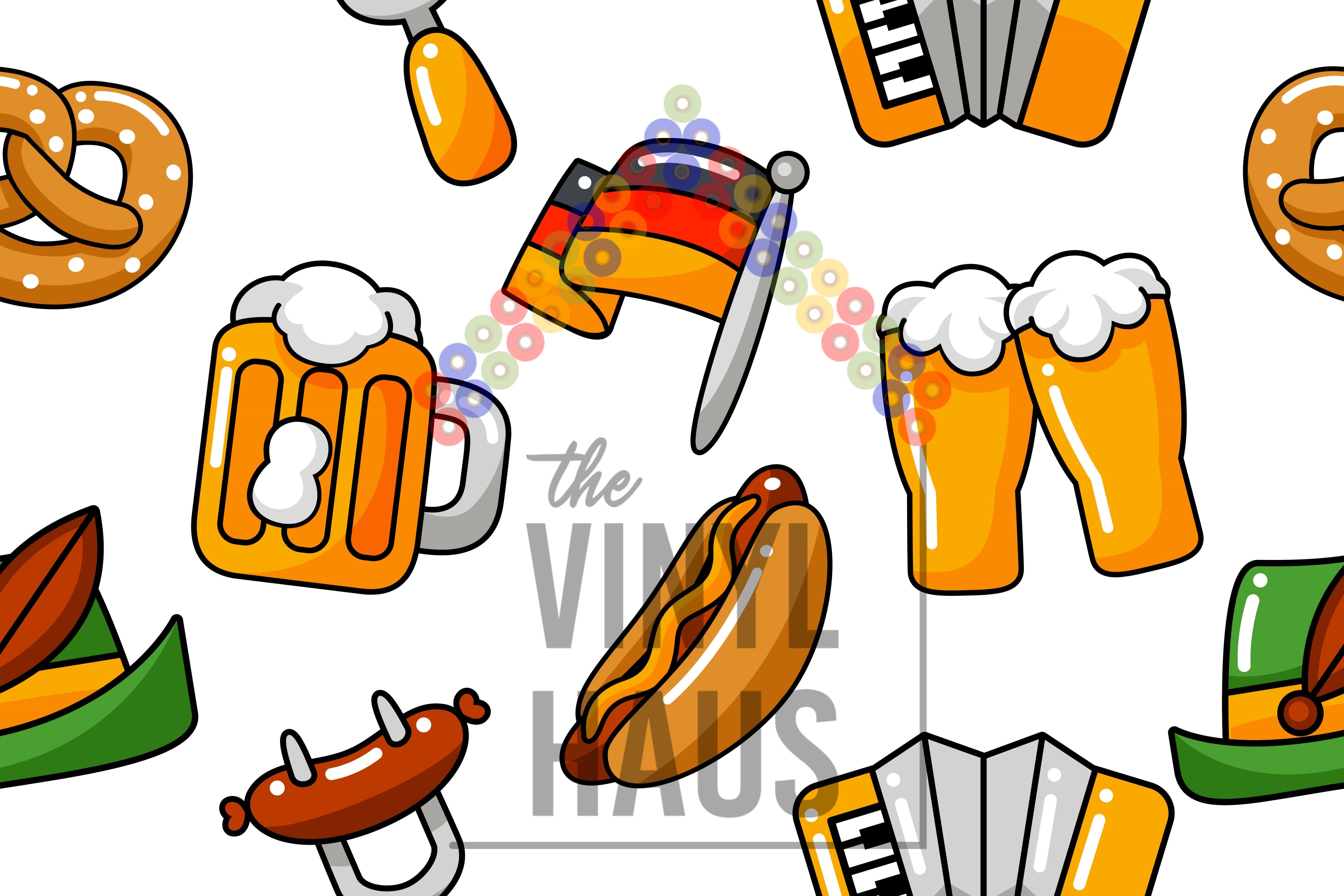 All things Oktoberfest/Wurstfest Pattern Vinyl 12" x 8" - The Vinyl Haus