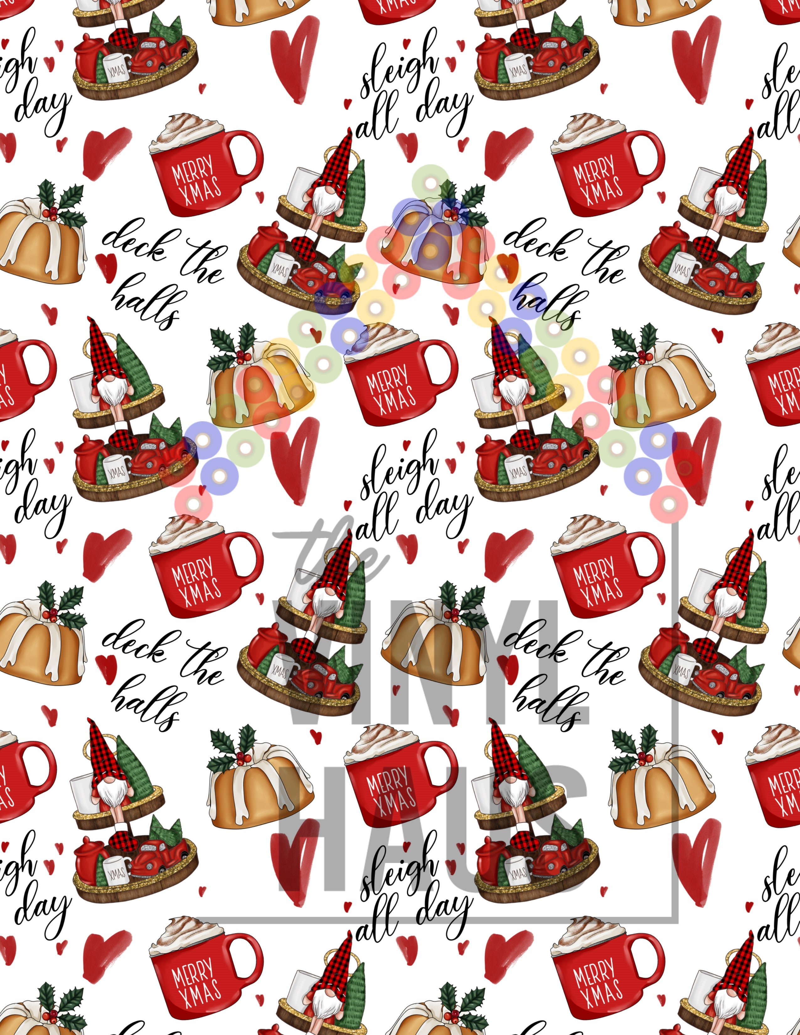 All Things Christmas Gnomes Pattern Vinyl 12" x 9" - The Vinyl Haus