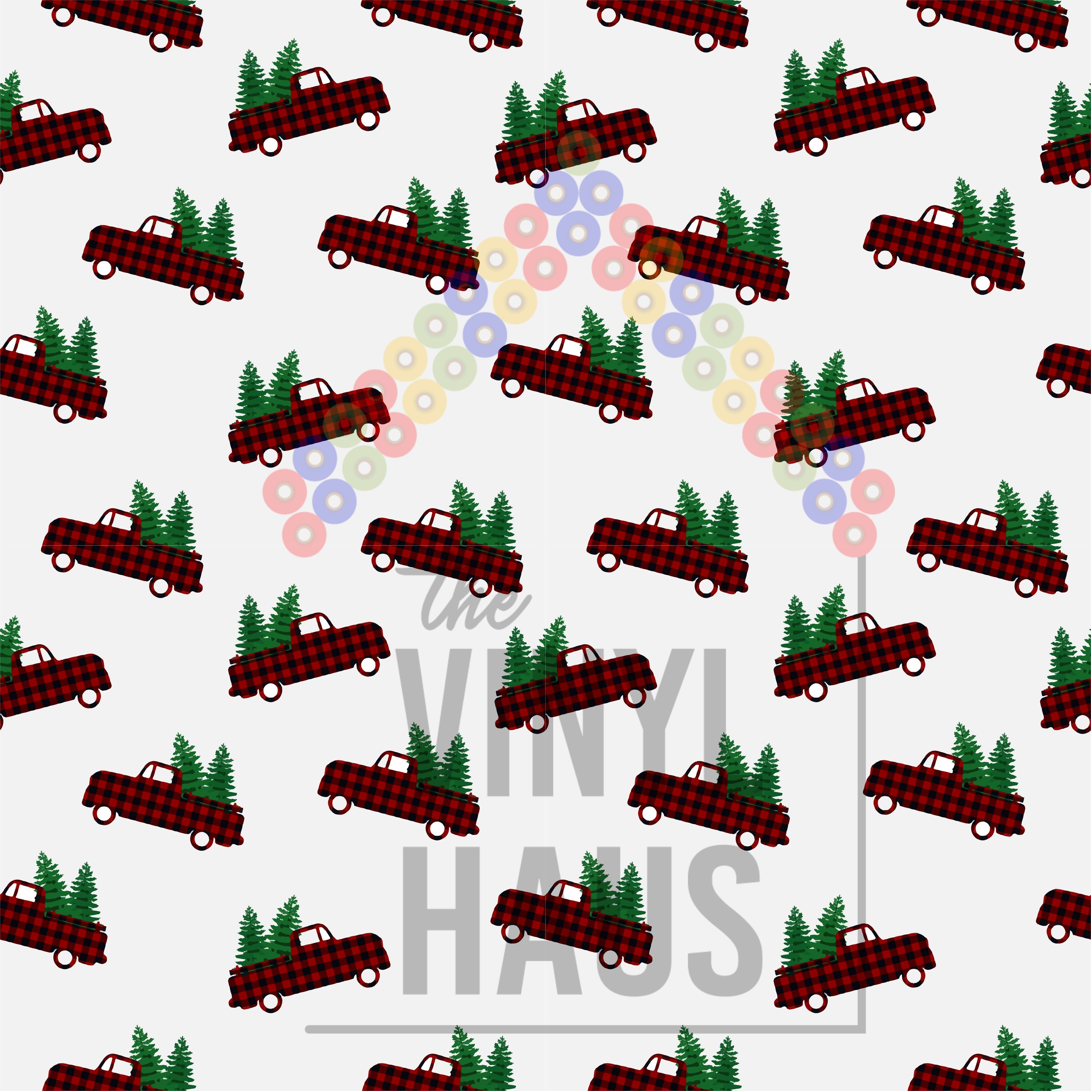 Red Truck Christmas Tree Pattern Vinyl 12" x 9" - The Vinyl Haus
