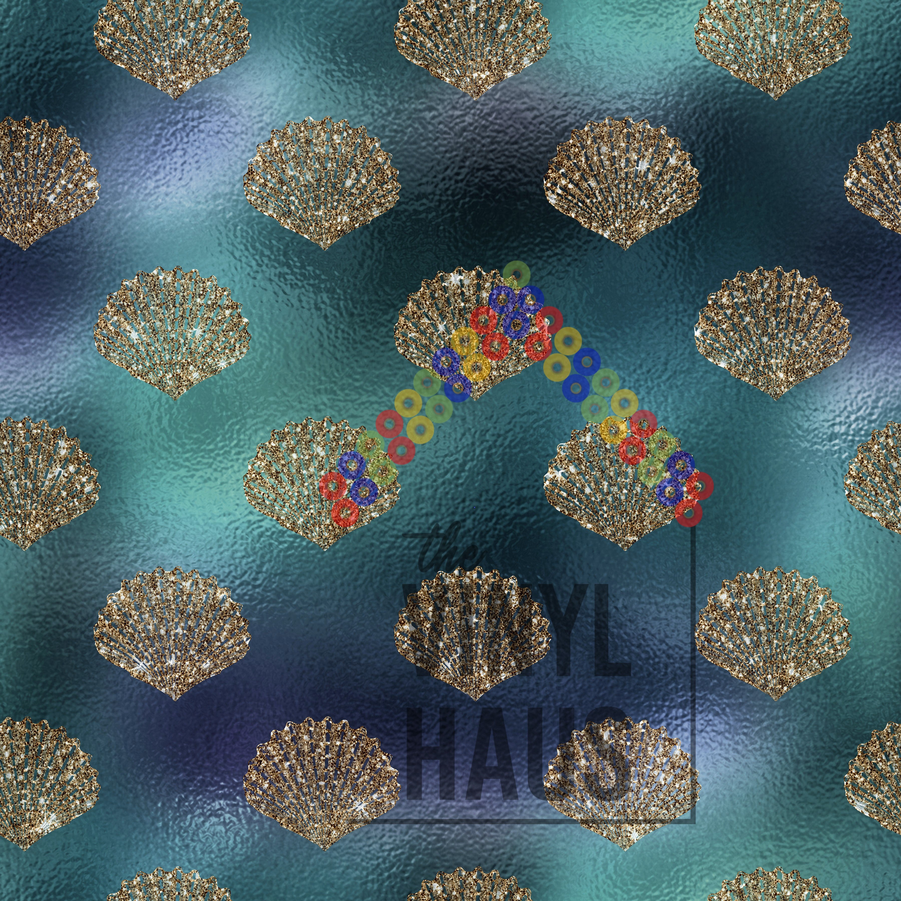 Glitter Sea Shells Pattern Vinyl 12" x 12" - The Vinyl Haus