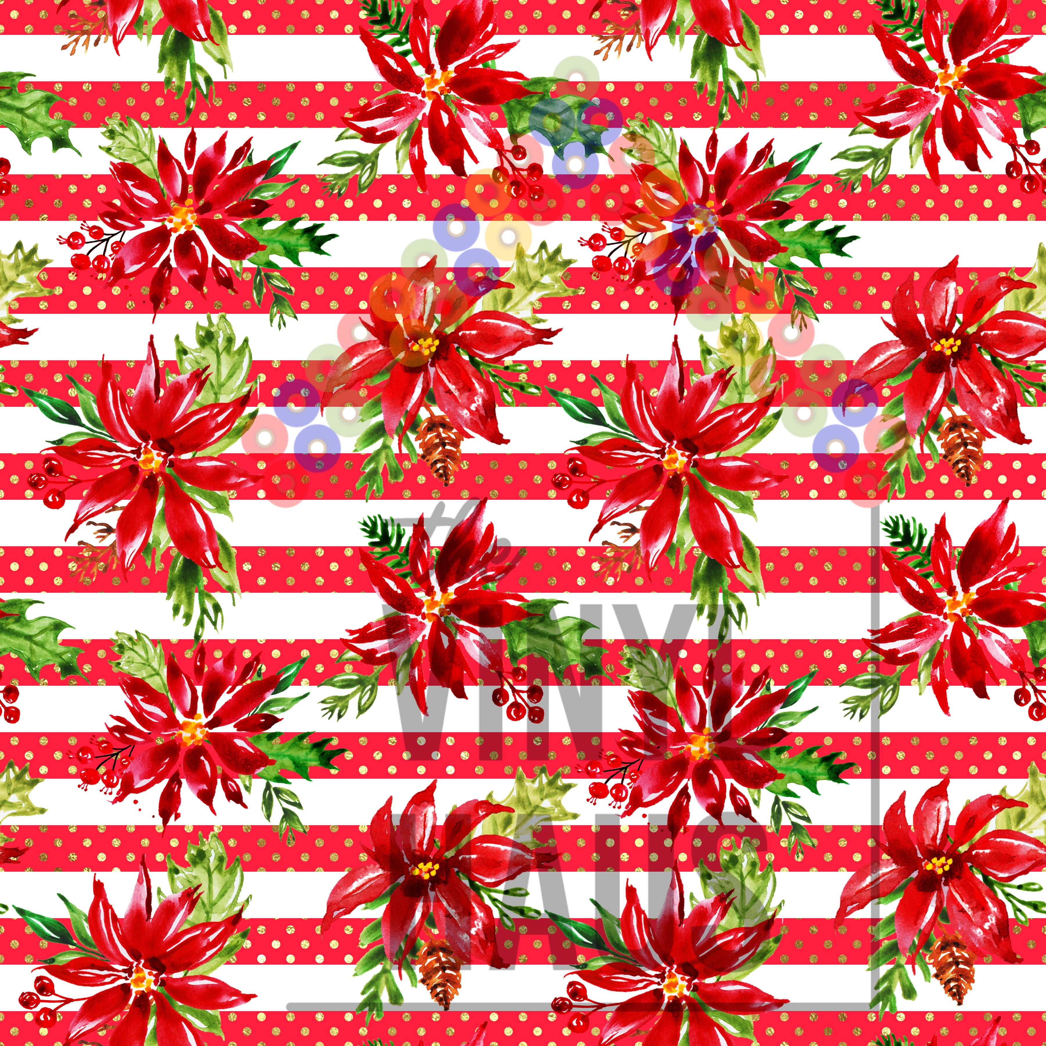 Christmas Poinsettia Pattern Vinyl 12" x 12" - The Vinyl Haus