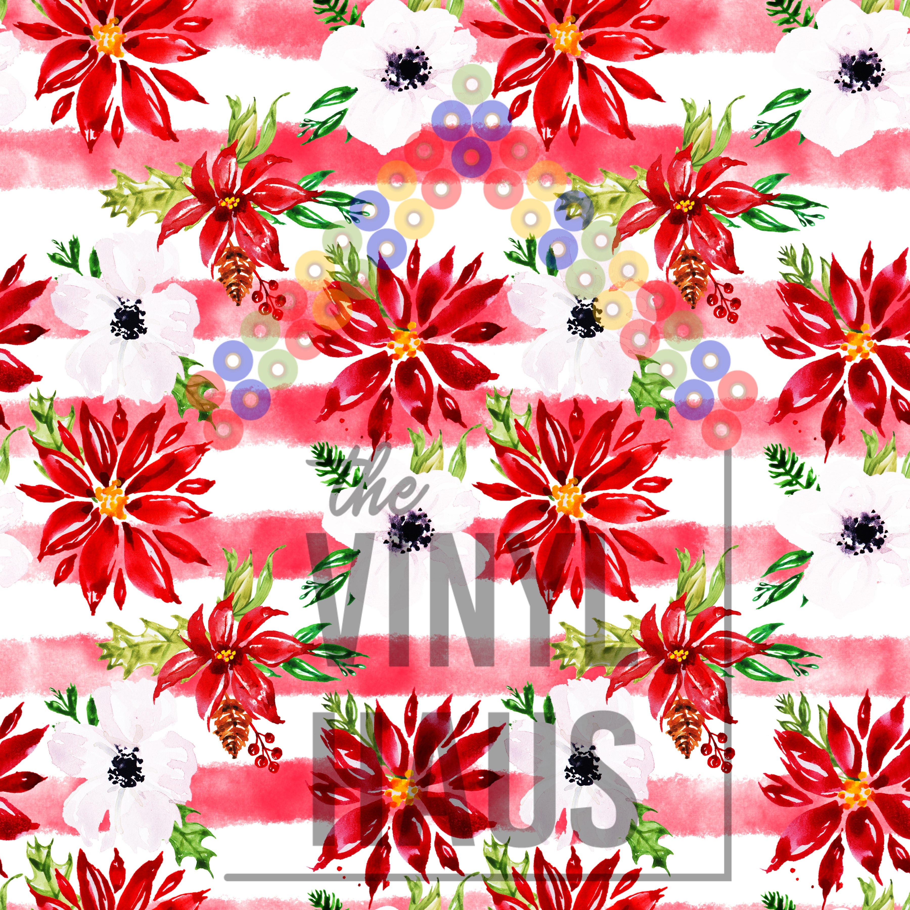 Christmas Poinsettia Pattern Vinyl 12" x 12" - The Vinyl Haus
