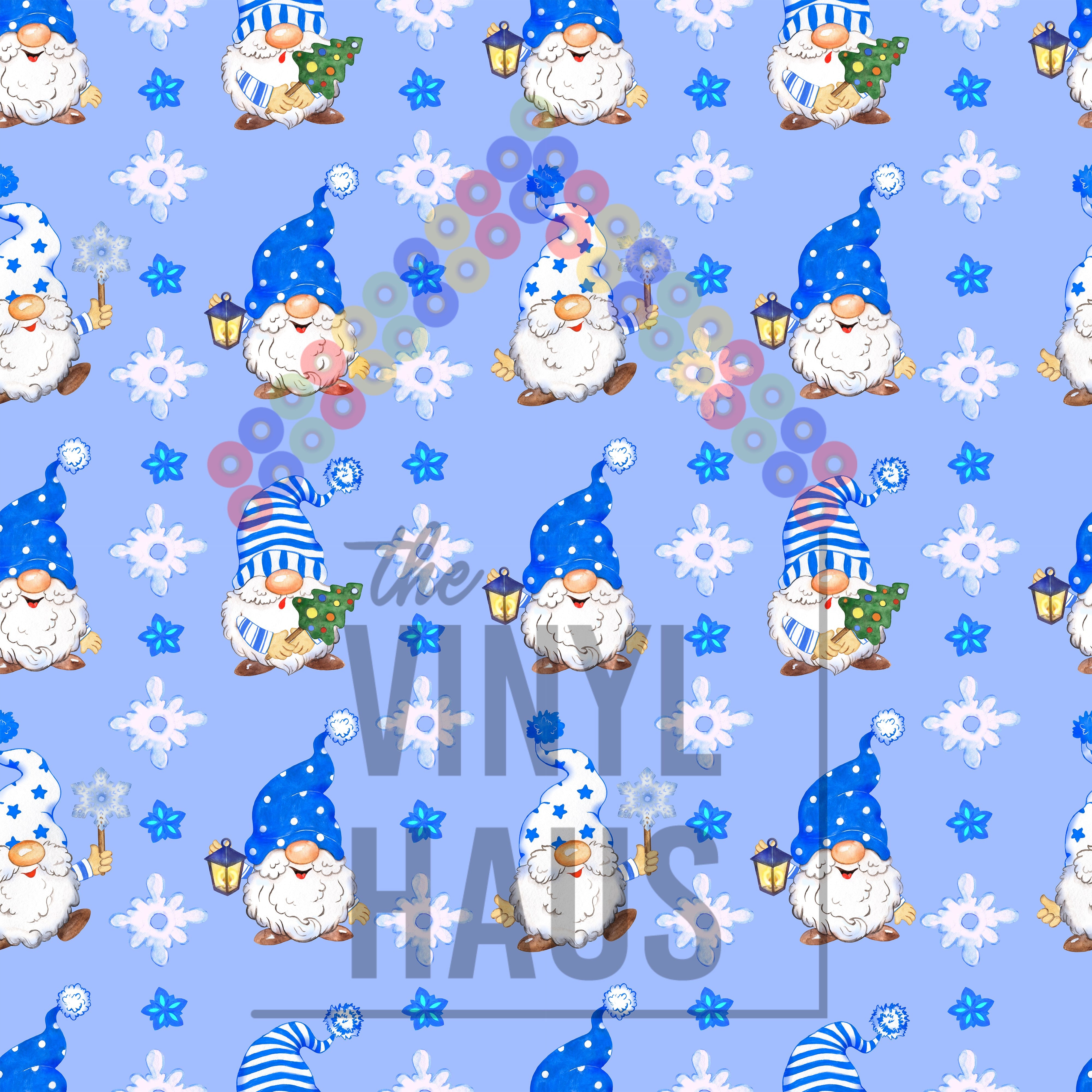 Christmas Gnomes With Snowflakes Pattern Vinyl 12" x 12" - The Vinyl Haus