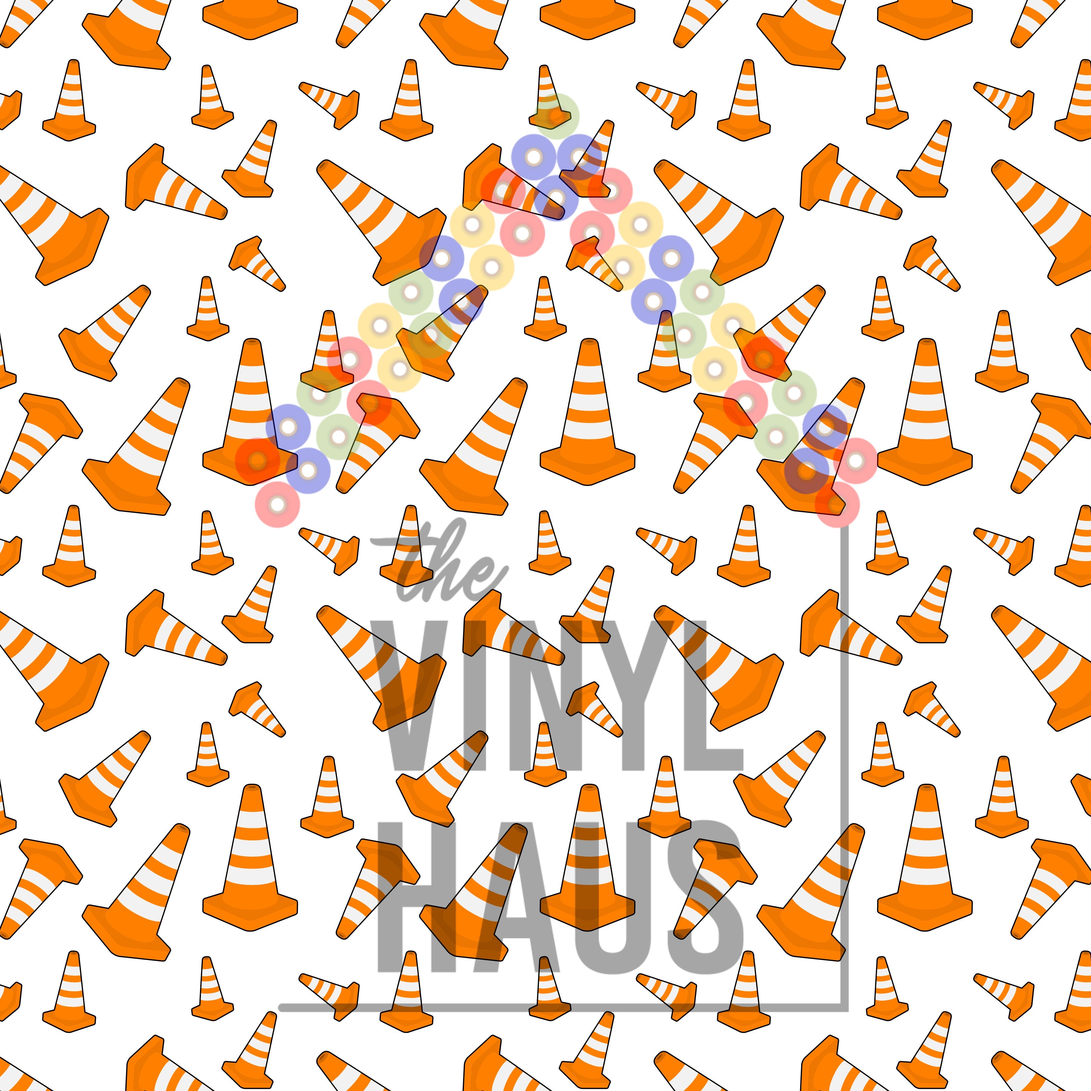 Traffic Cones Pattern Vinyl 12" x12" - The Vinyl Haus