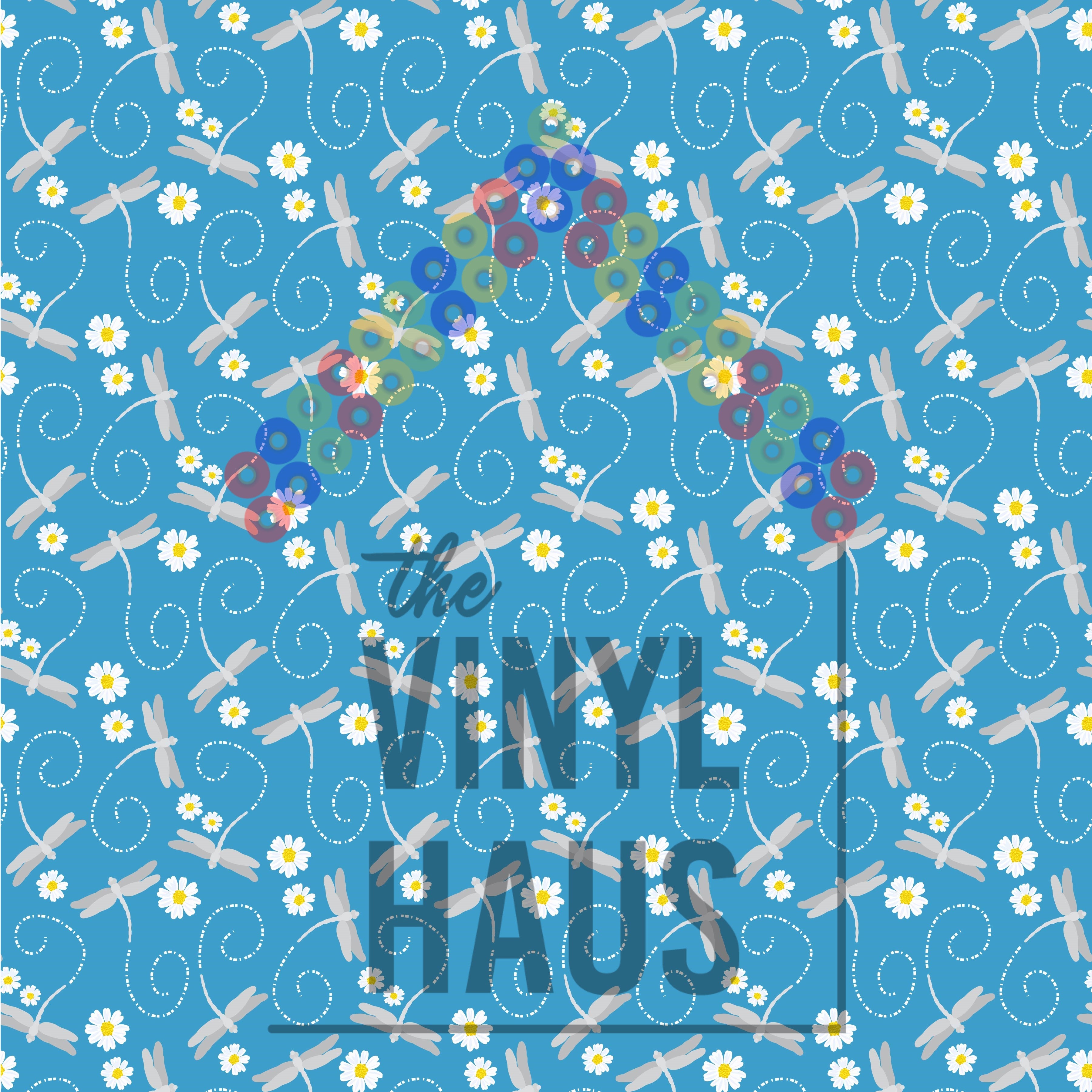 Dragonfly Blue Background Pattern Vinyl 12" x 12" - The Vinyl Haus