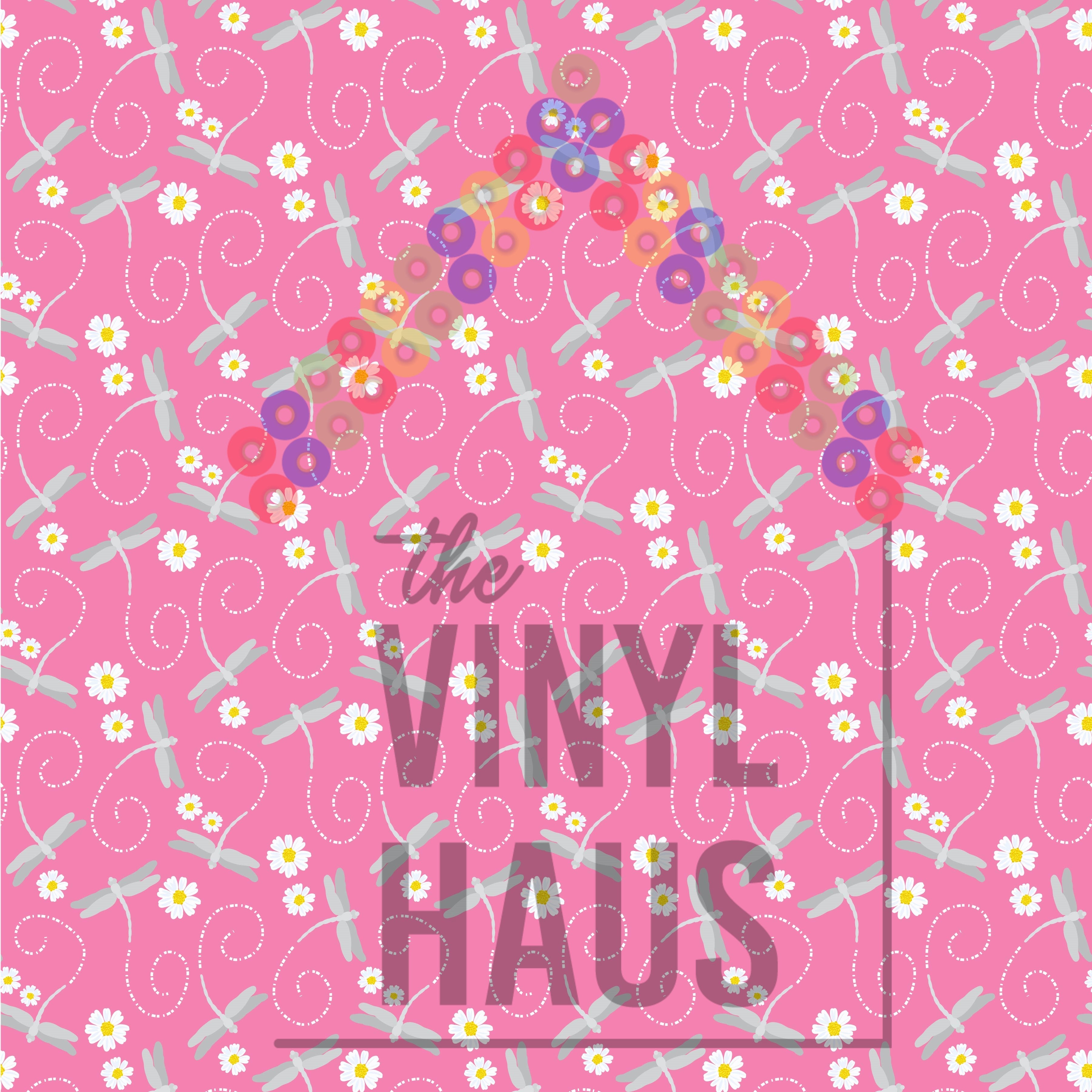 Dragonfly Pink Background Pattern Vinyl 12" x 12" - The Vinyl Haus