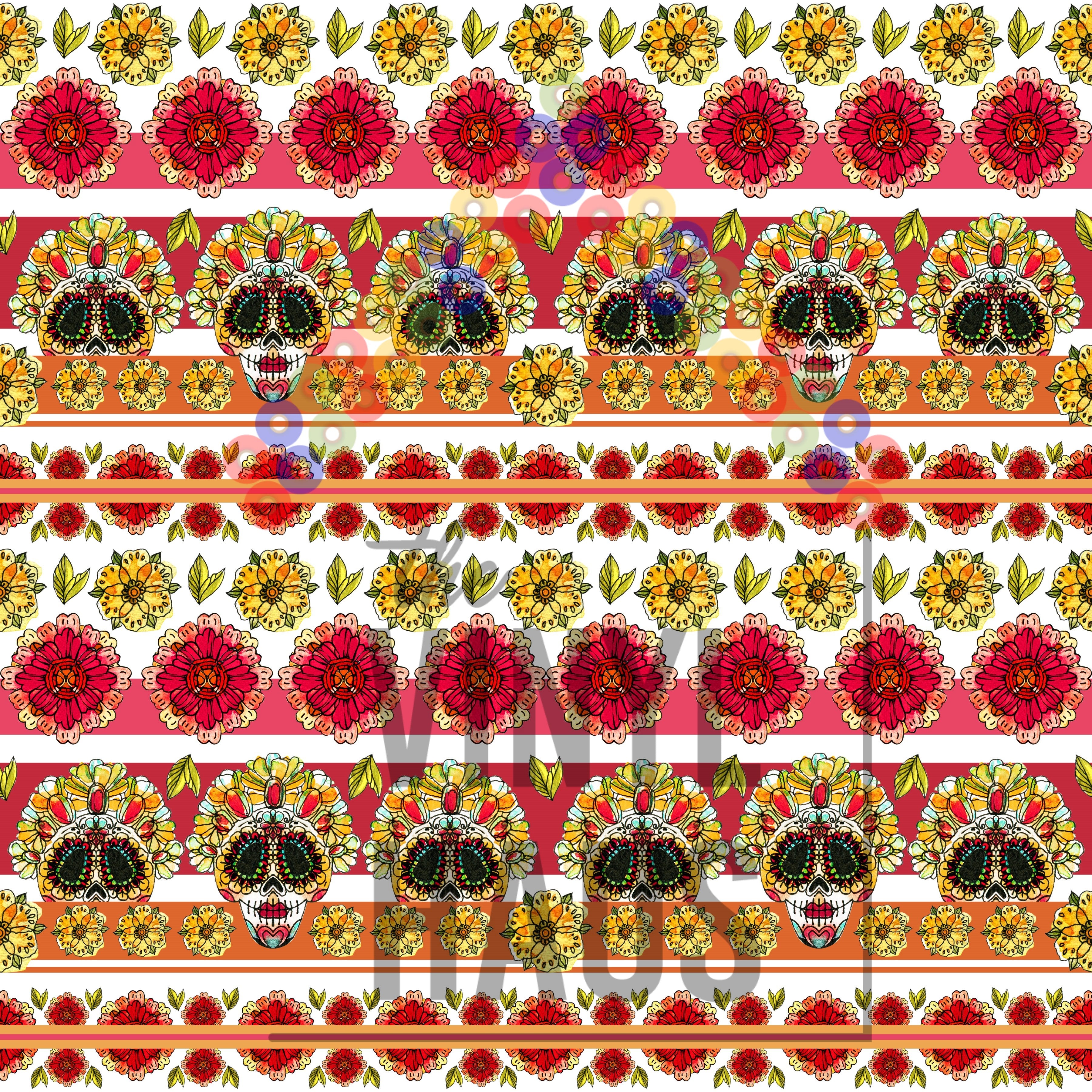 Day of the Dead Skulls Pattern Vinyl 12" x 12" - The Vinyl Haus