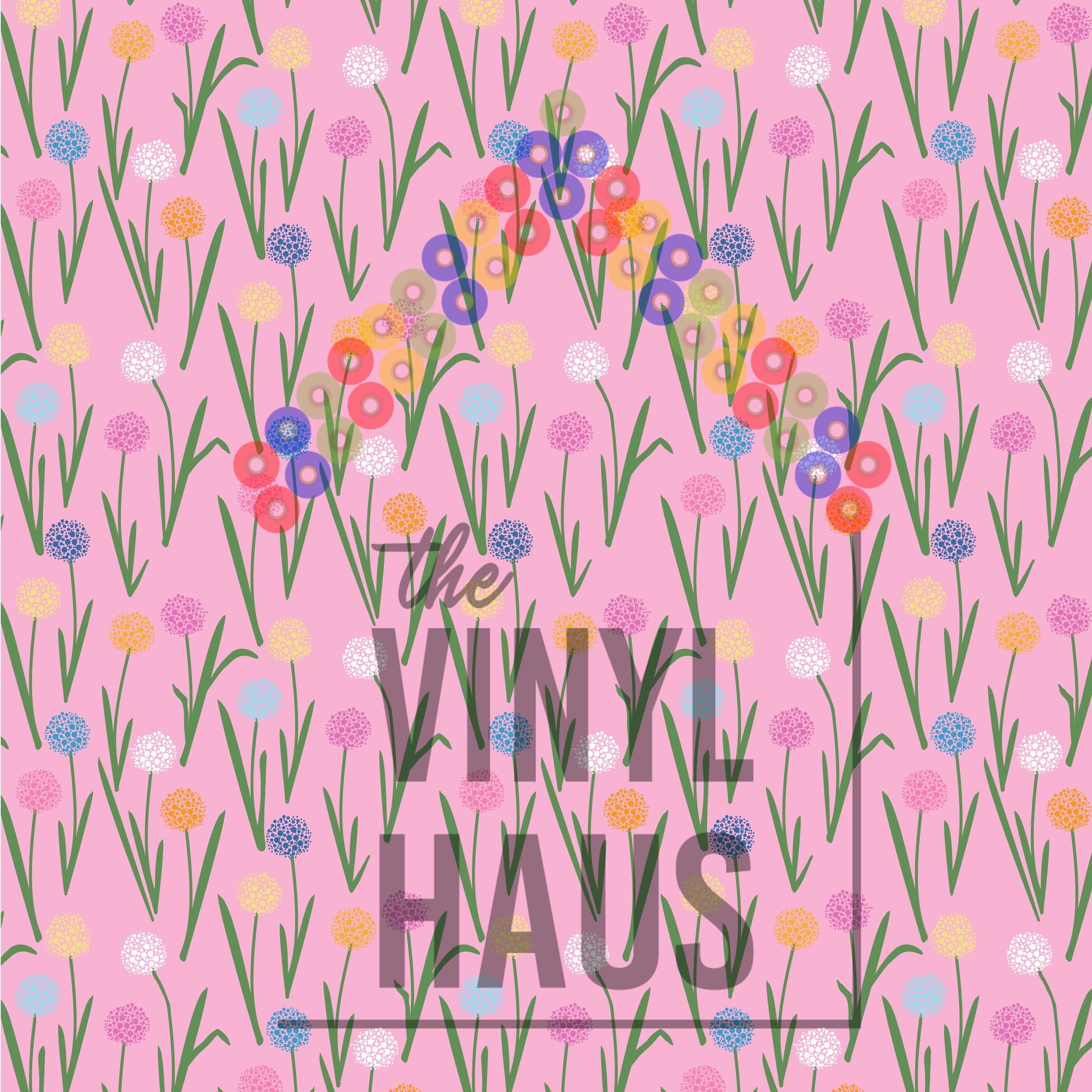 Spring Flowers Pink Background Pattern Vinyl 12" x 12" - The Vinyl Haus