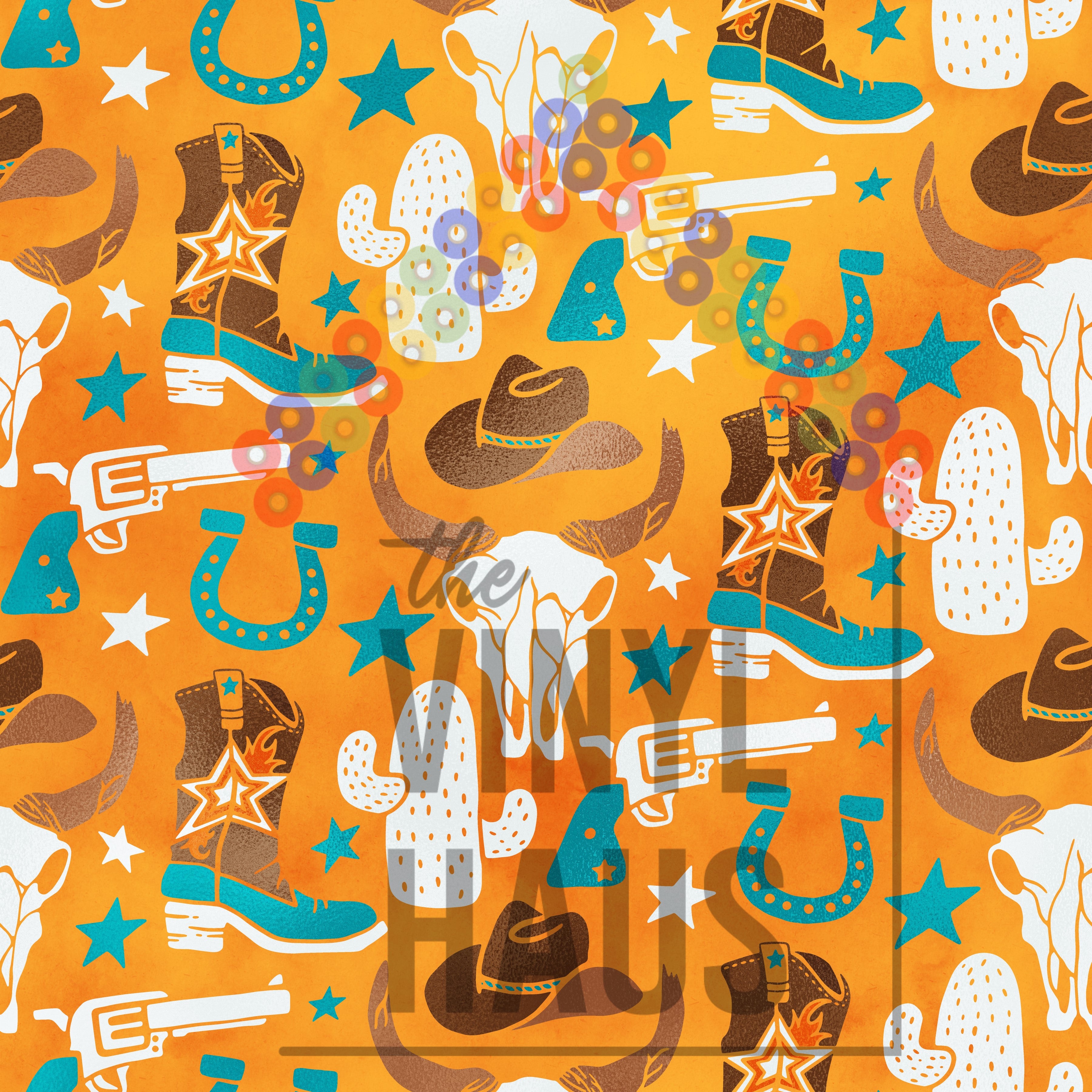 Western Cowboy Boots and Skulls Pattern Vinyl 12" x 12" - The Vinyl Haus