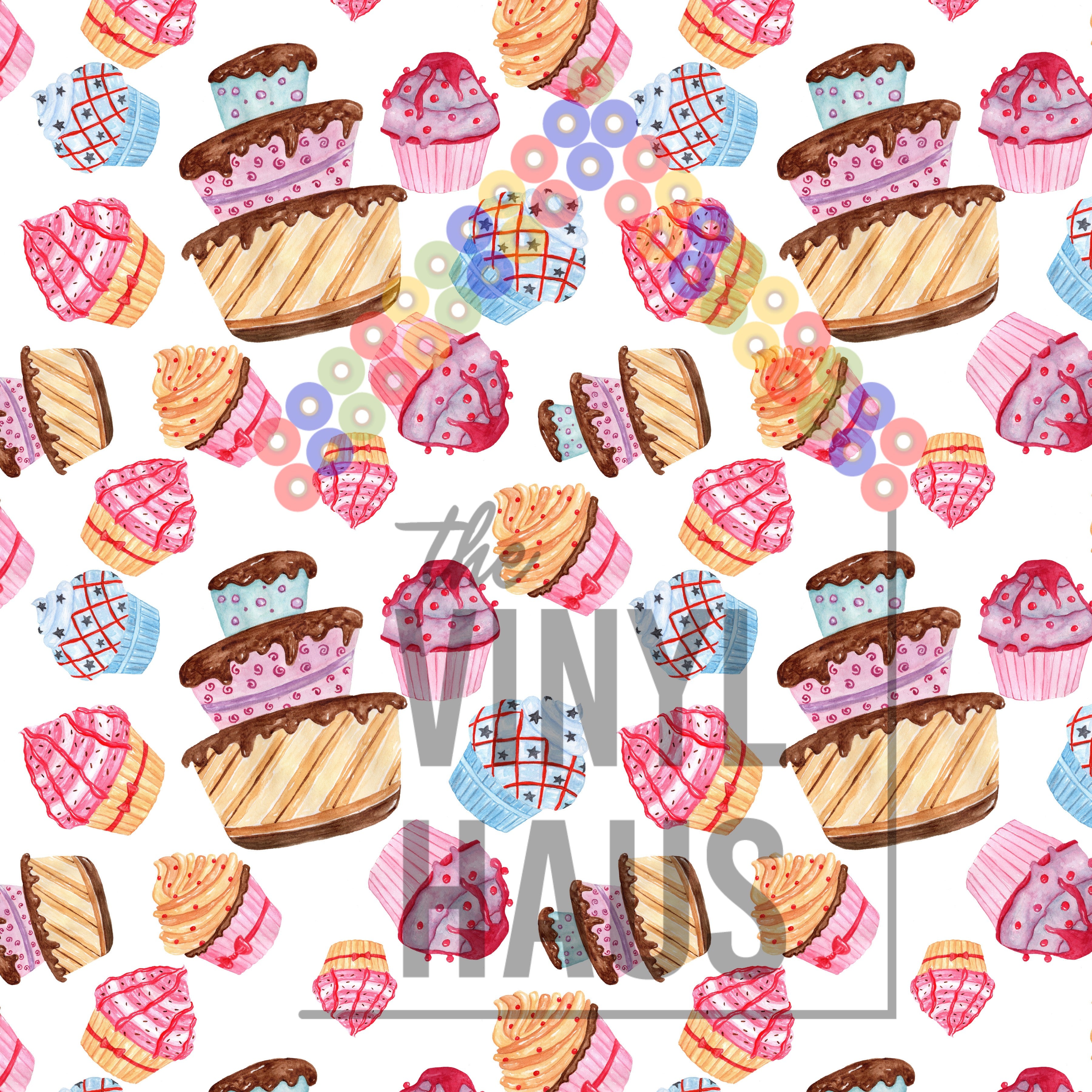 Birthday Cakes and Cupcakes Pattern Vinyl 12" x 12" - The Vinyl Haus