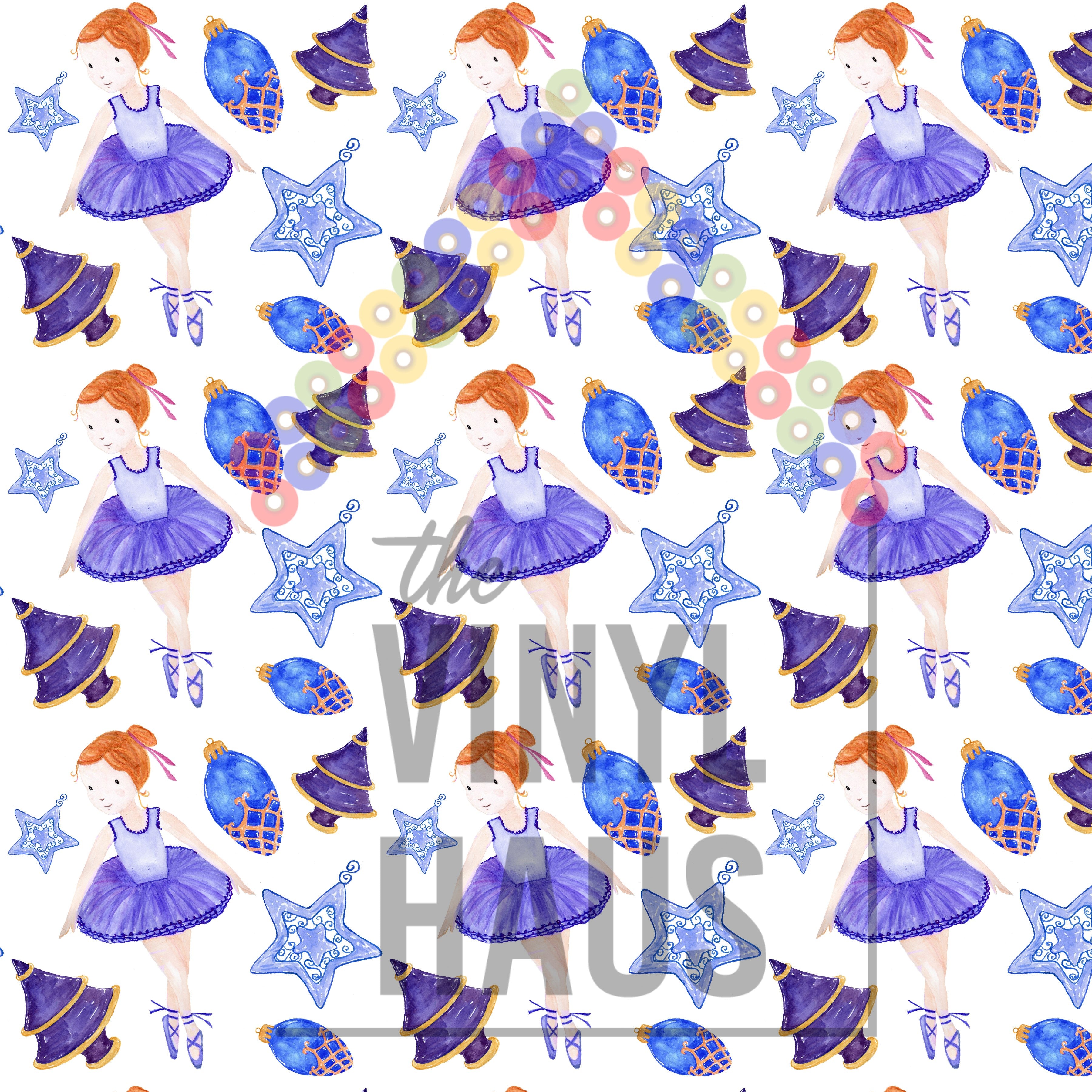 Christmas Ballerina and Ornaments Pattern Vinyl 12" x 12 - The Vinyl Haus