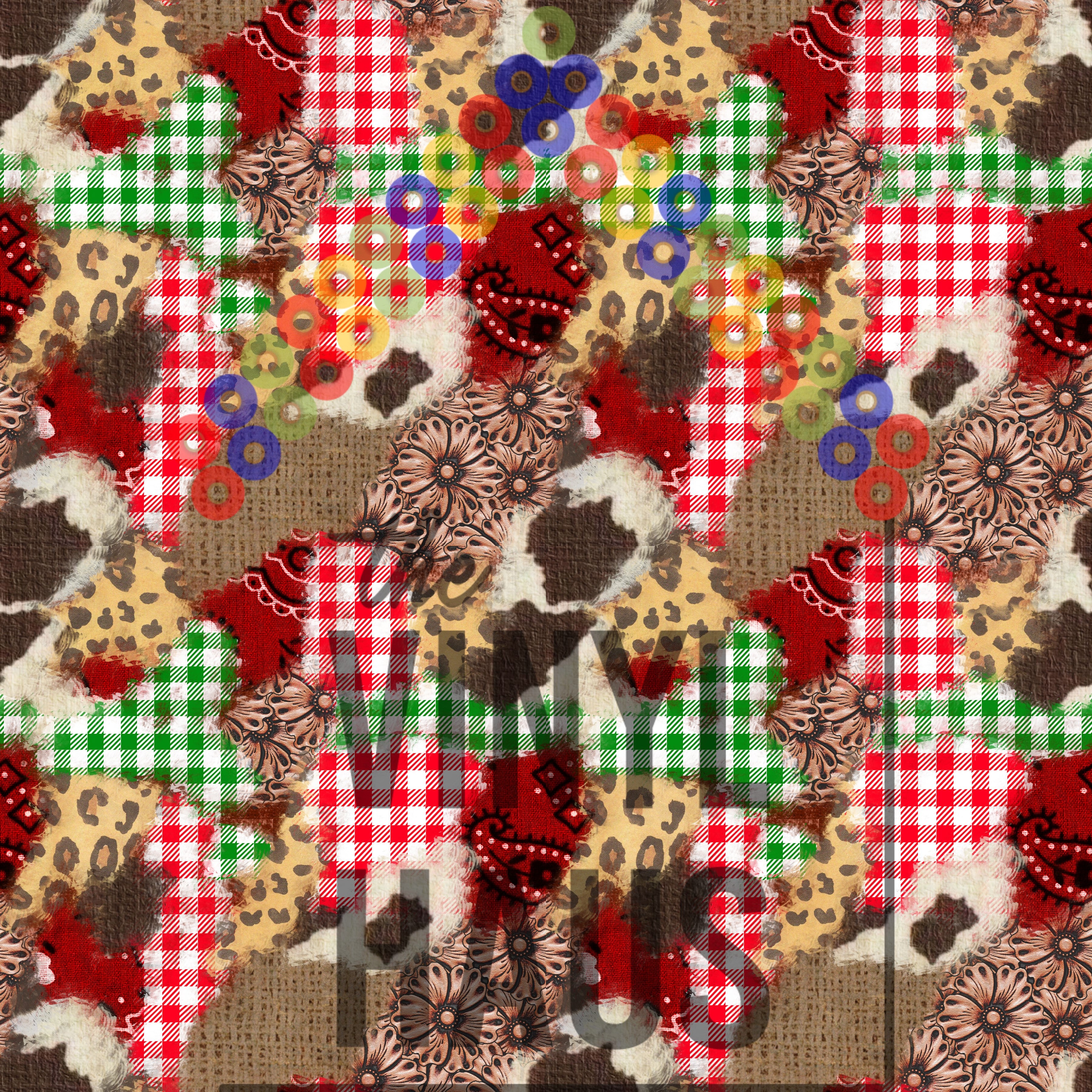 Western Christmas Brushstrokes Pattern Vinyl 12" x 10" - The Vinyl Haus