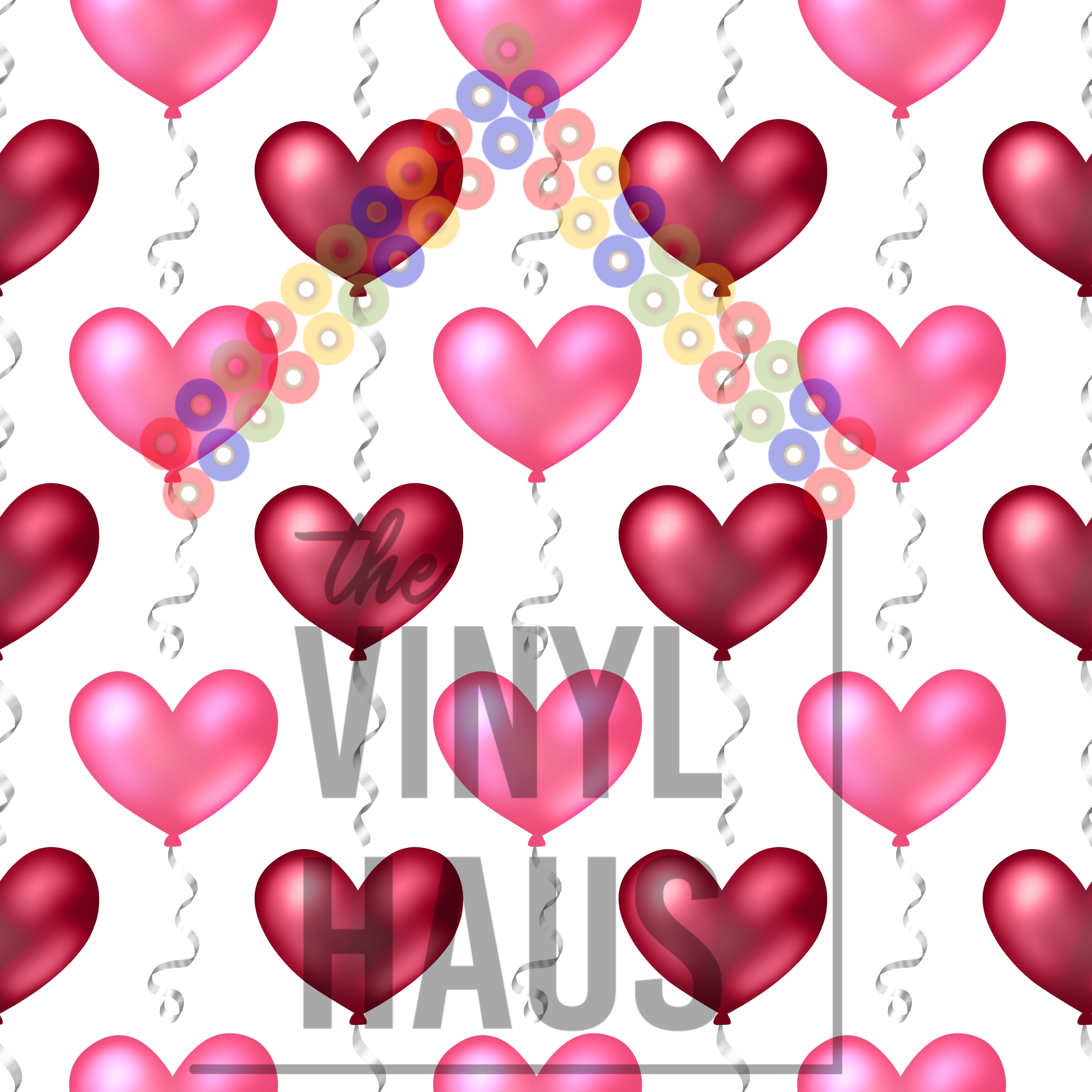 Valentine Heart Balloons Pattern Vinyl 12" x 12" - The Vinyl Haus